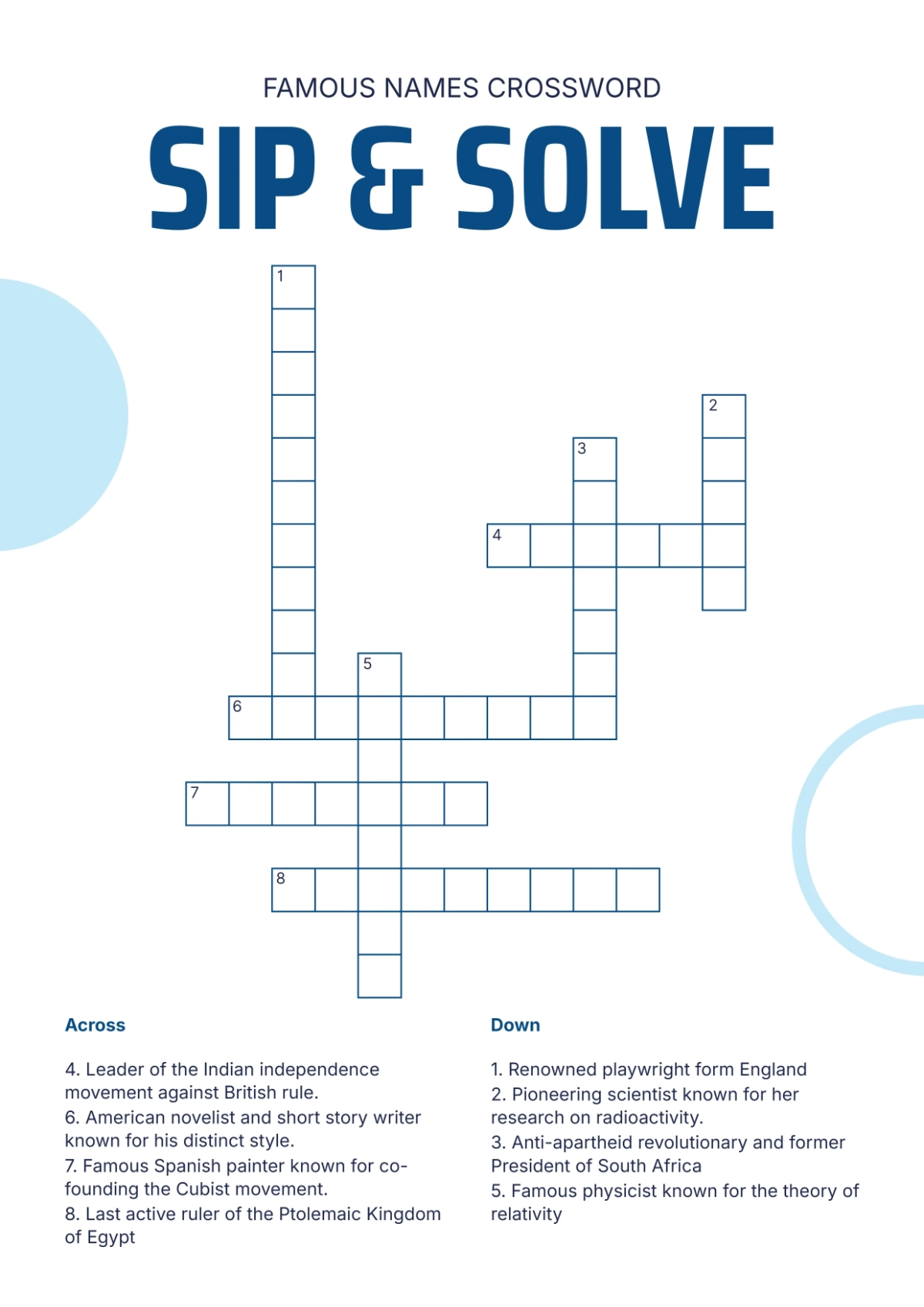 Free Mini Crossword Puzzle For Beginners Template To Edit Online