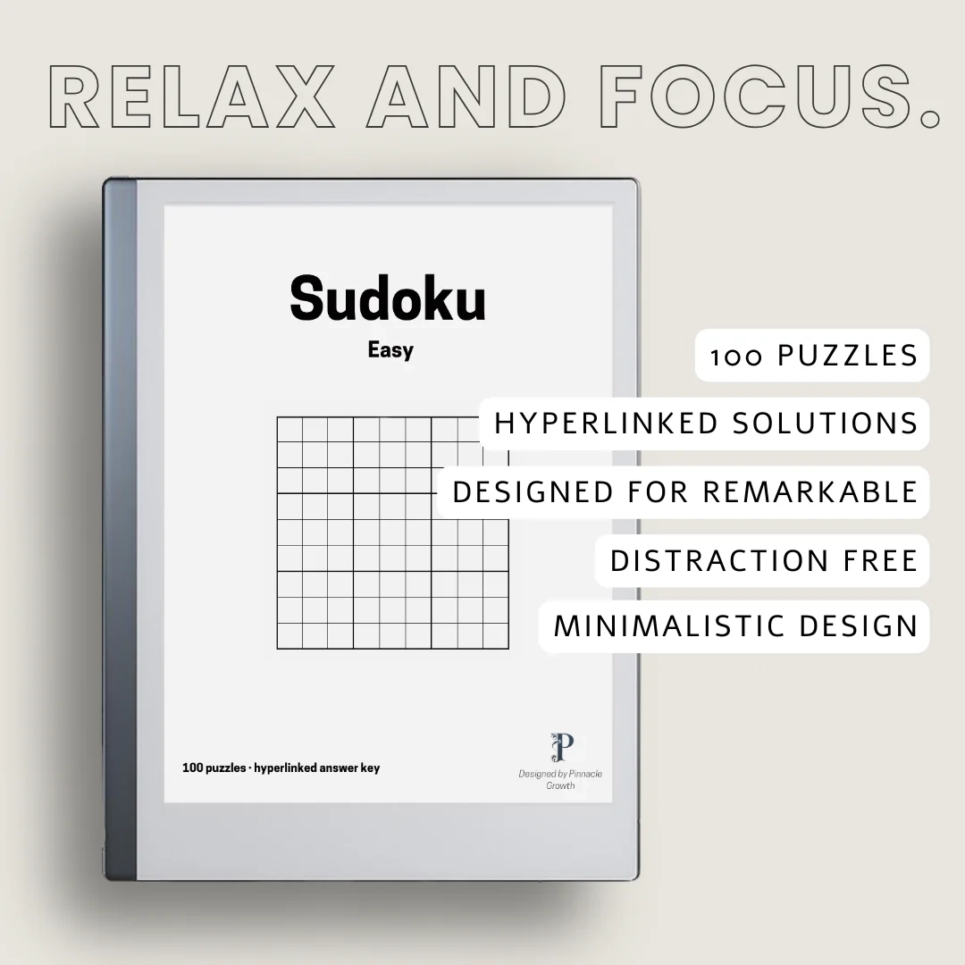 Free Minimalistic Hyperlinked Sudoku PDF 100 Puzzles R DigitalPlanner
