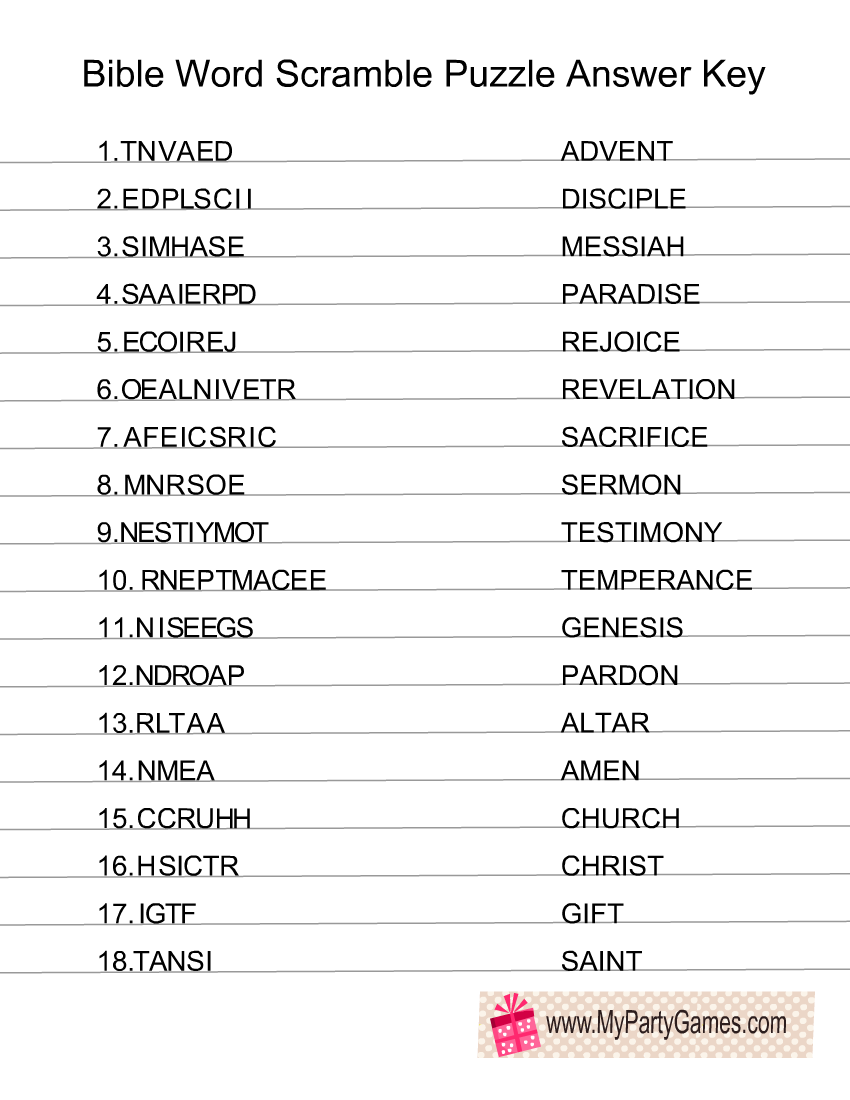 Free Printable Bible Word Scramble Puzzles Free Printable Bible Word Scramble Puzzles