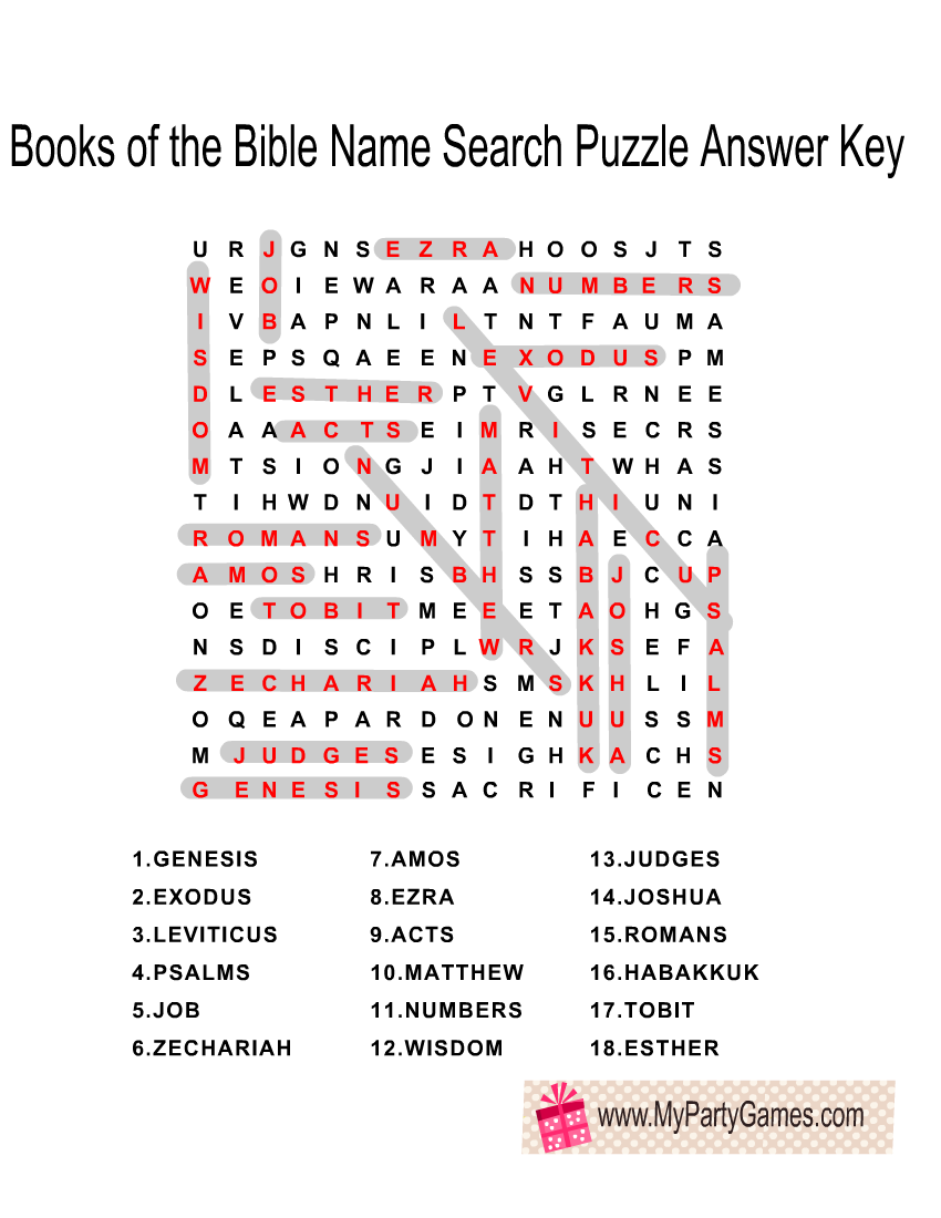 Free Printable Bible Word Search Puzzles With Answer Key