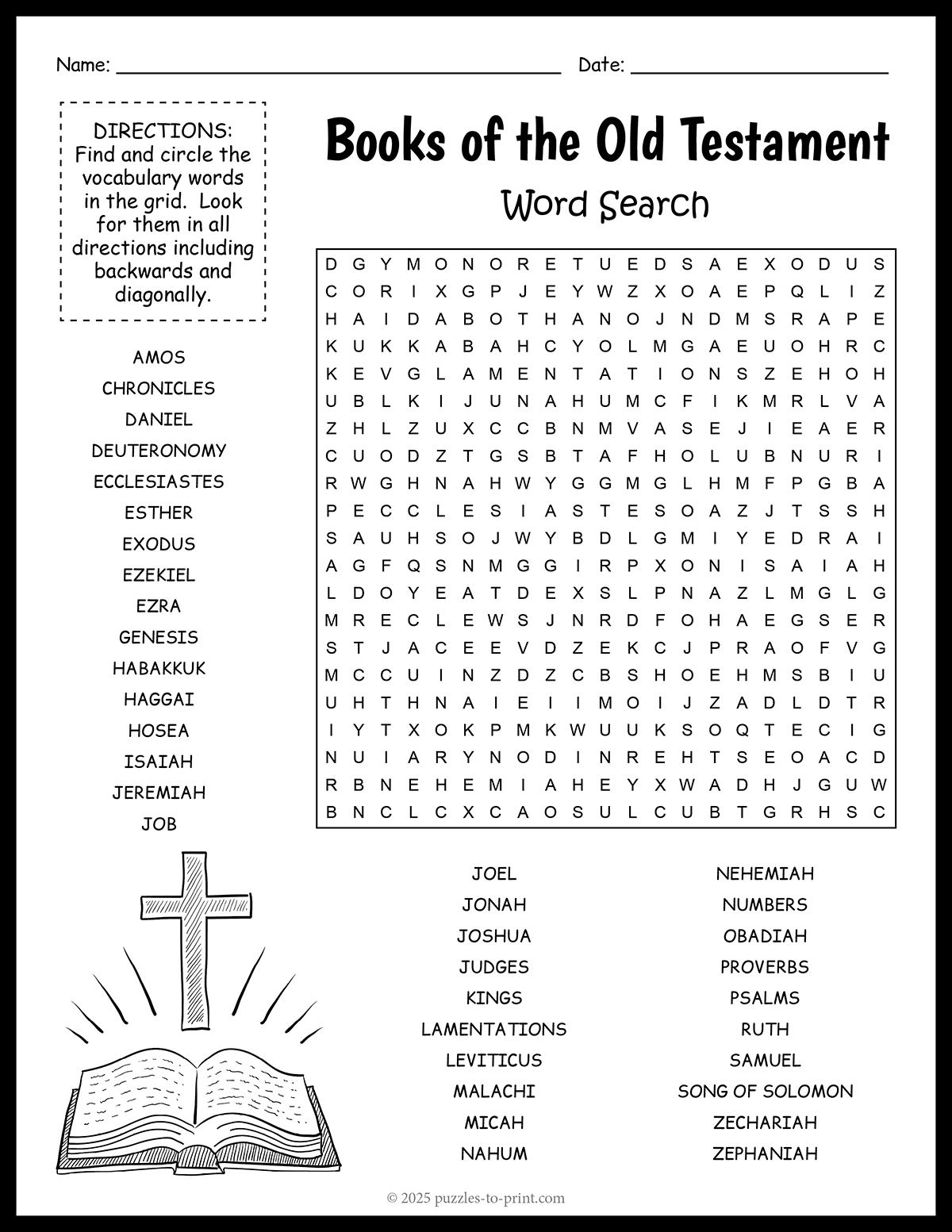 Free Printable Books Of The Old Testament Word Search