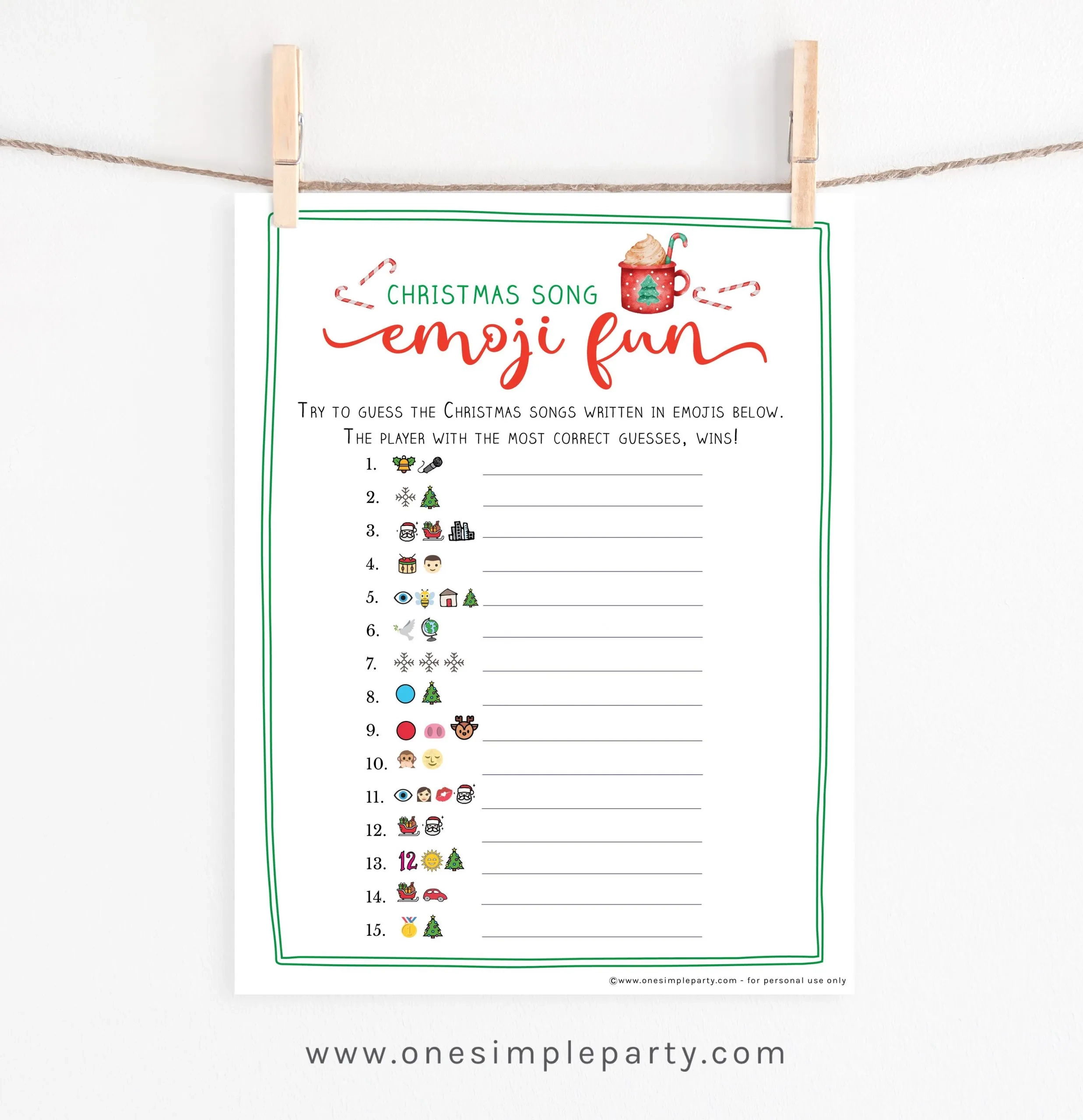 Free Printable Christmas Song Emoji Game