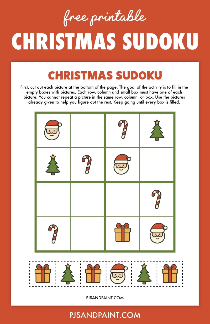 Free Printable Christmas Sudoku Puzzle Pjs And Paint