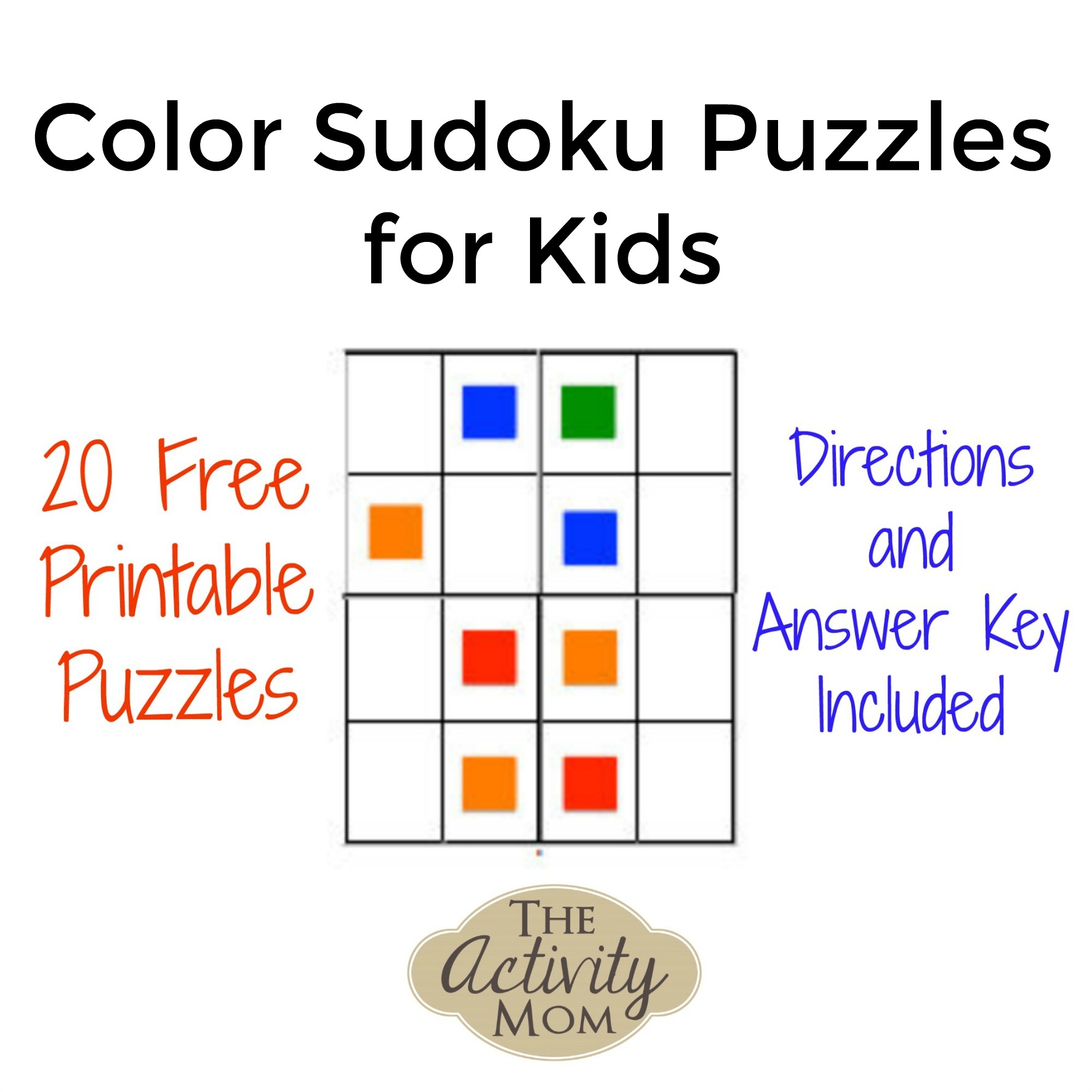 Free Printable Color Sudoku Puzzles For Kids The Activity Mom