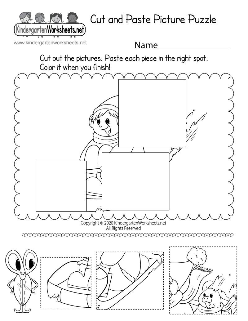 Free Printable Cut And Paste Picture Puzzle Worksheet
