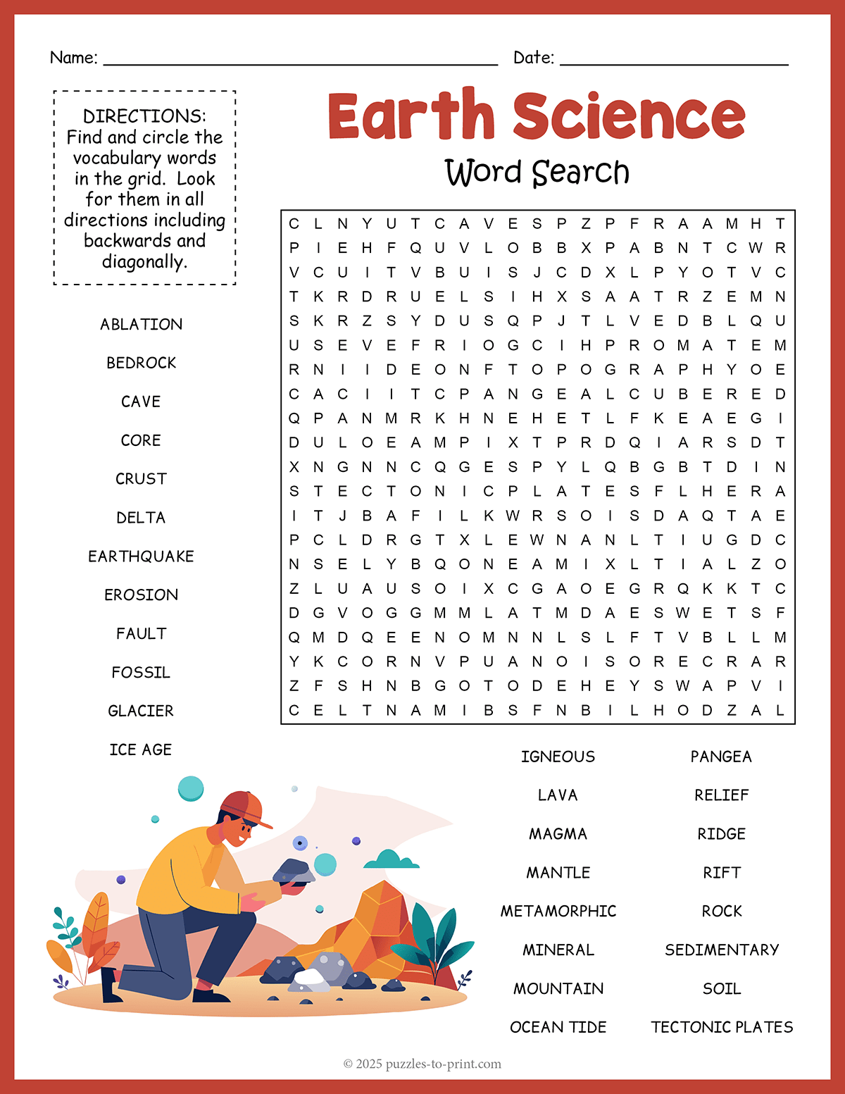 Free Printable Earth Science Word Search