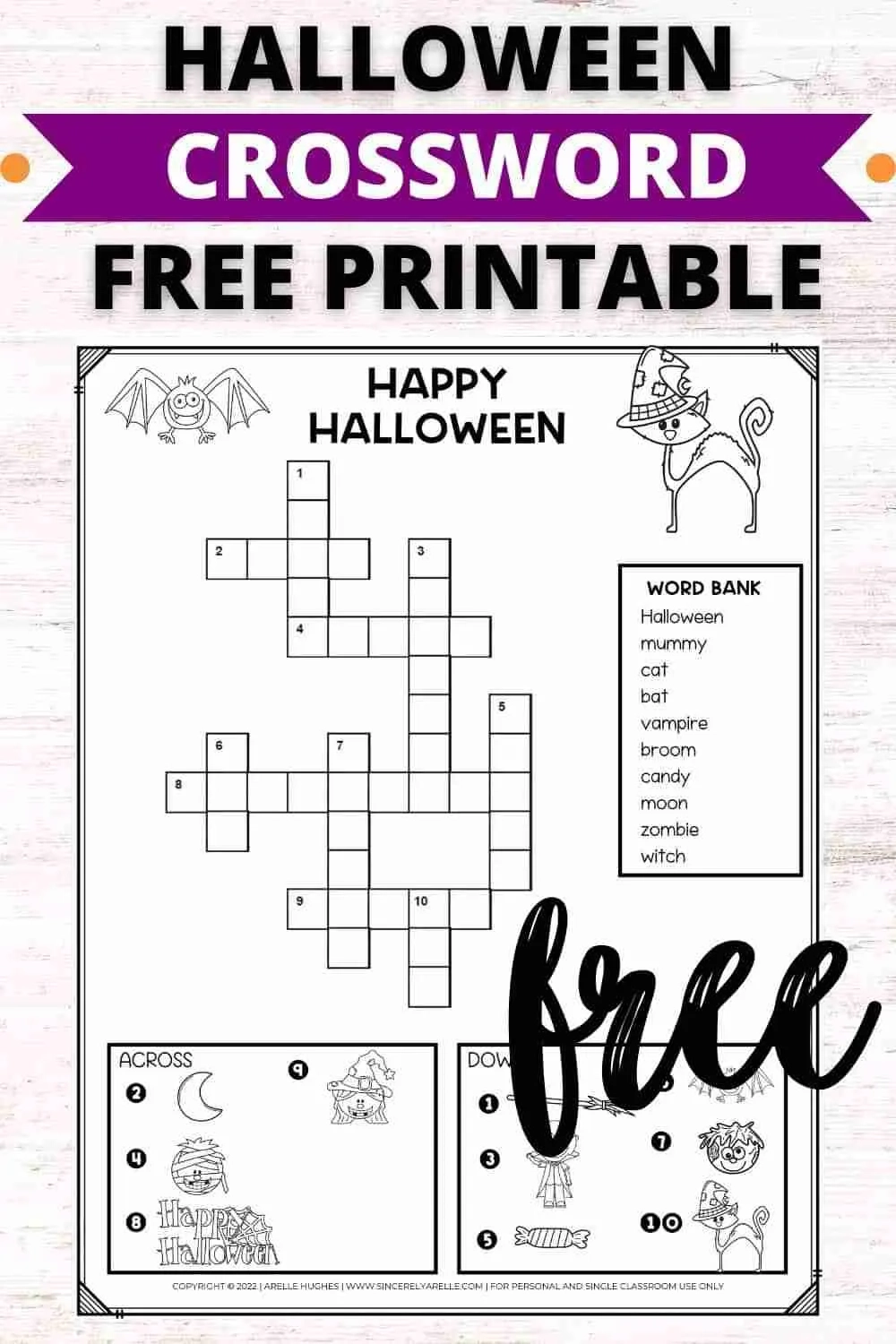 Free Printable Happy Halloween Crossword Puzzle For Kids Smart Cookie Printables