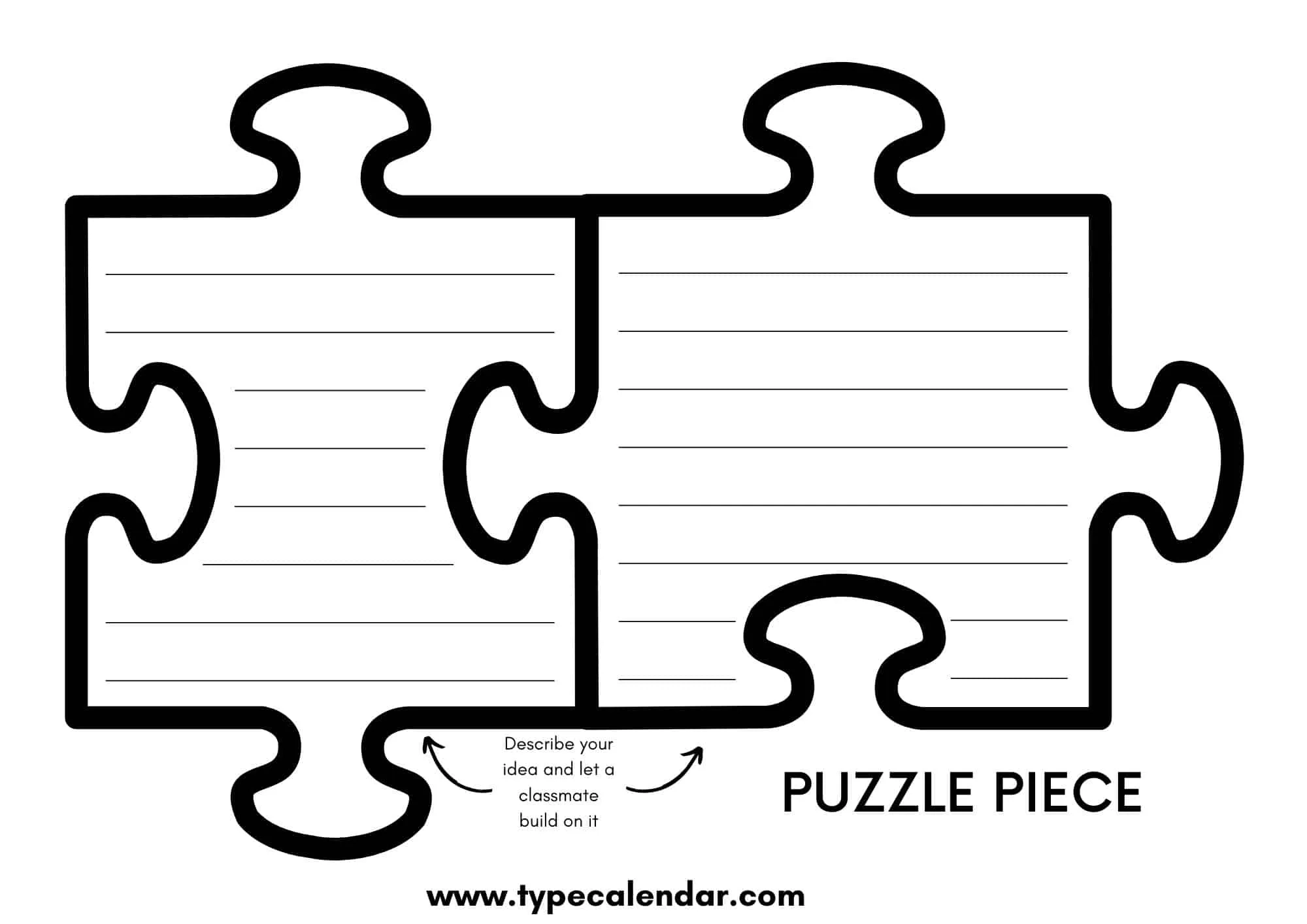 Free Printable Puzzle Piece Templates PDF 4 12 24 Piece