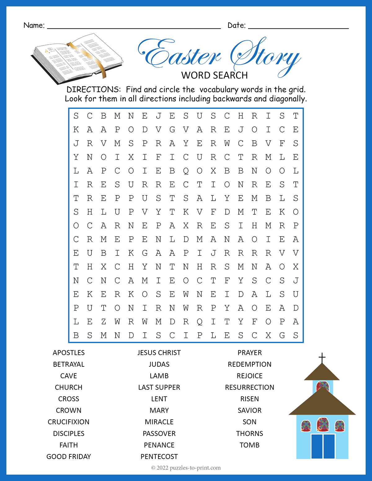 Free Printable Religious Easter Word Search