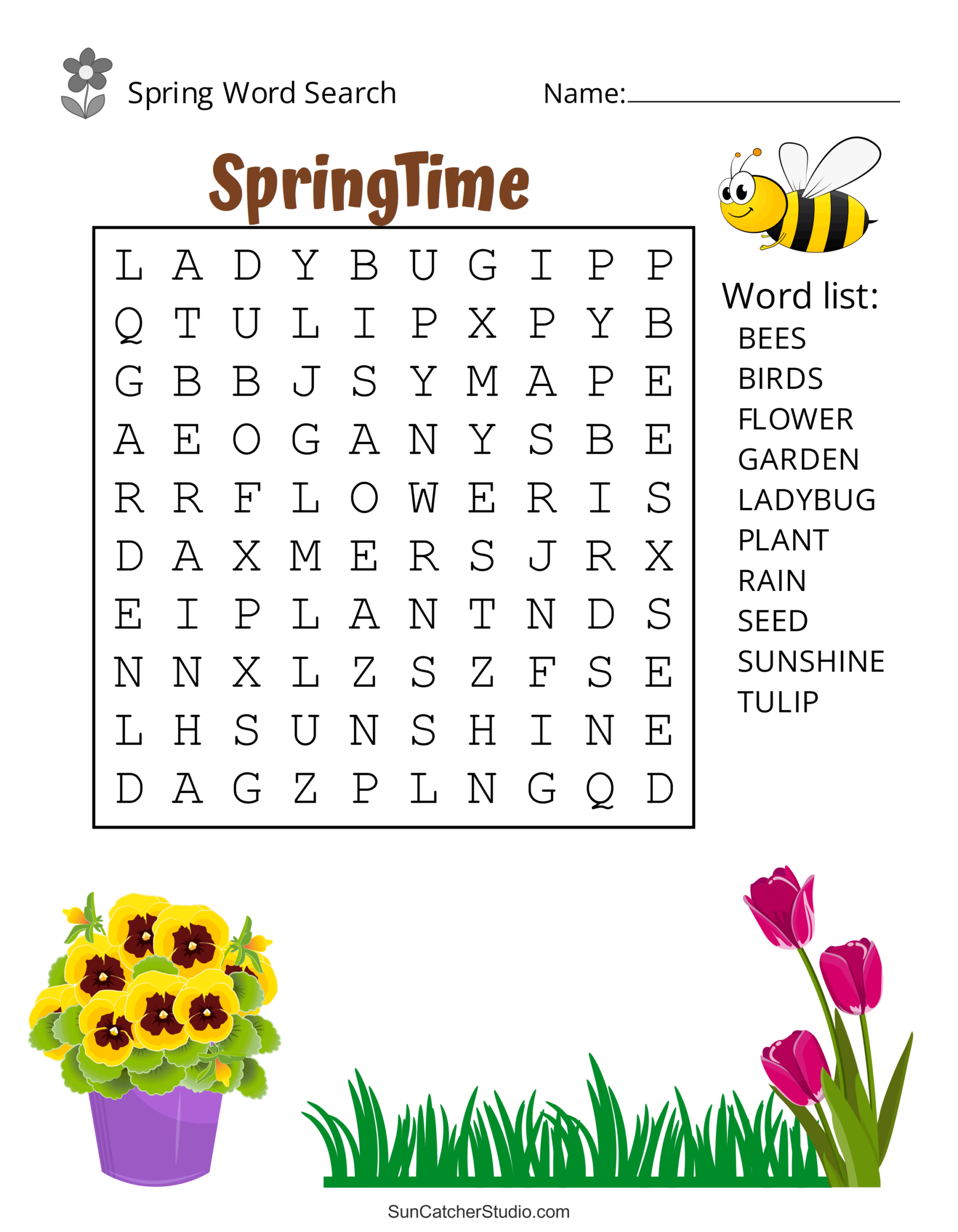 Free Printable Spring Word Search Puzzles Free Printables Lettering SVG Files Tools Apps