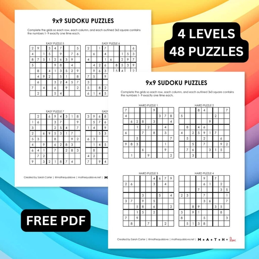 Free Printable Sudoku Puzzles 9x9 PDF Download Free Printable Sudoku Puzzles 9x9 PDF Download
