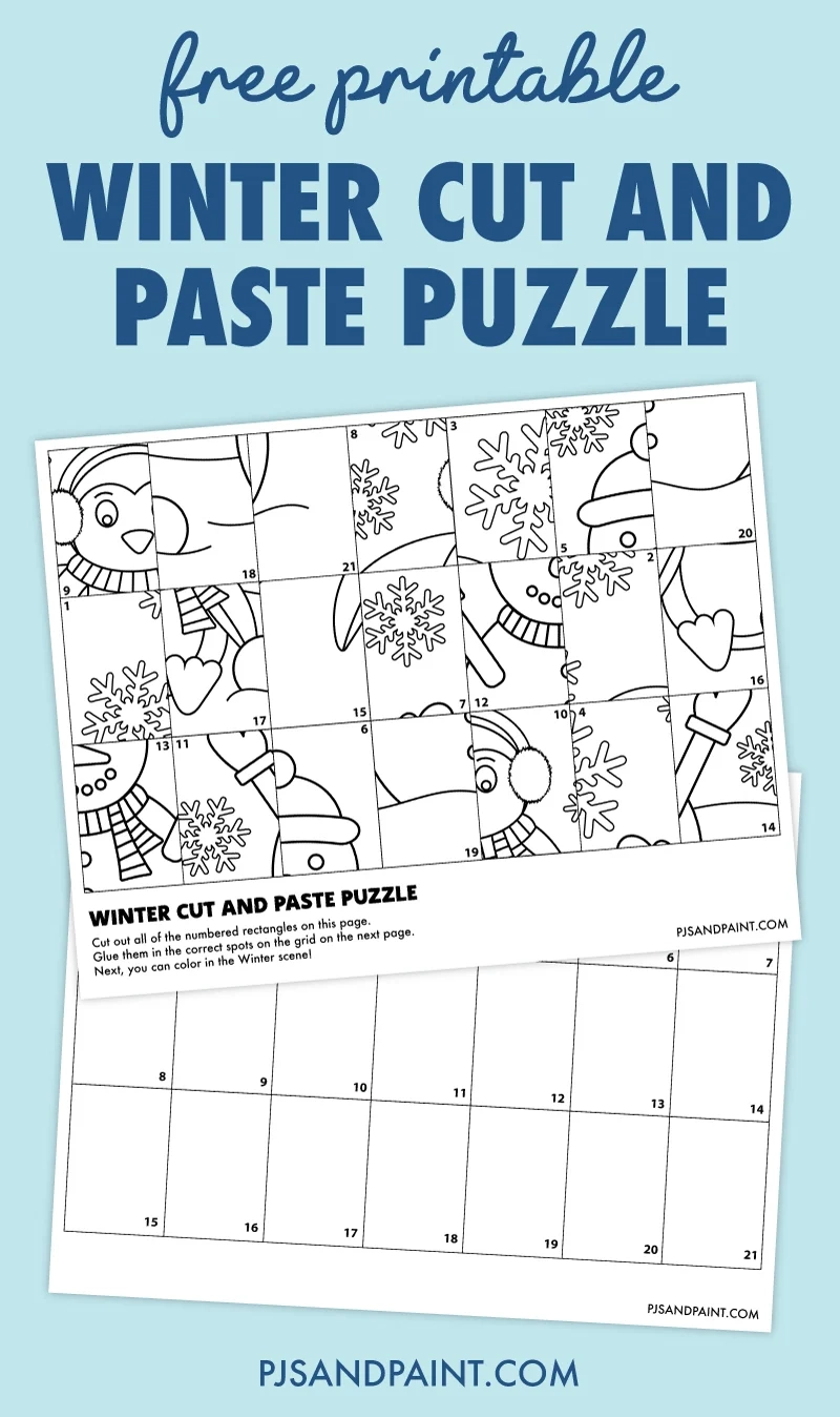 Free Printable Winter Cut And Paste Puzzle Pjs And Paint