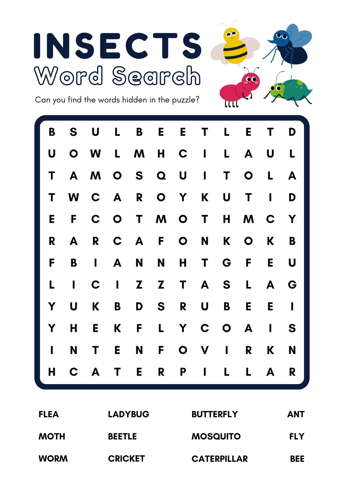 Free Printable Word Search Worksheet Templates Canva