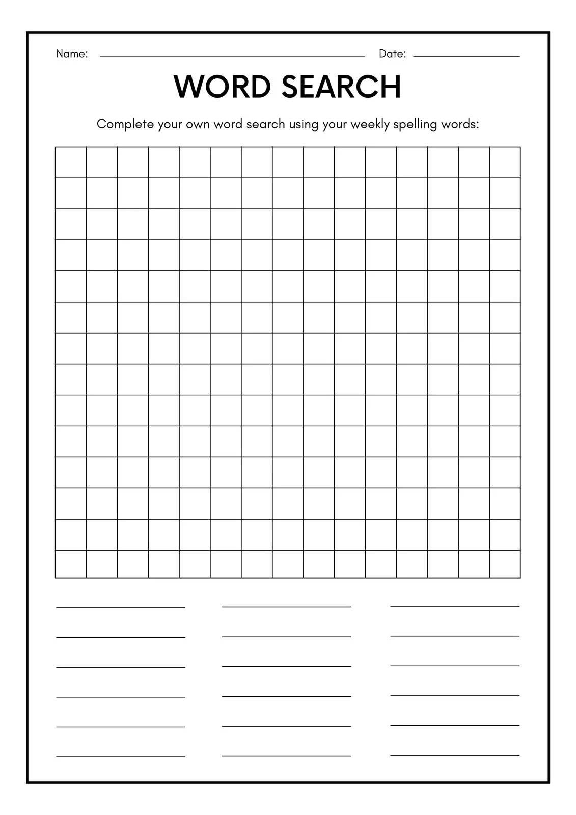 Free Printable Word Search Worksheet Templates Canva