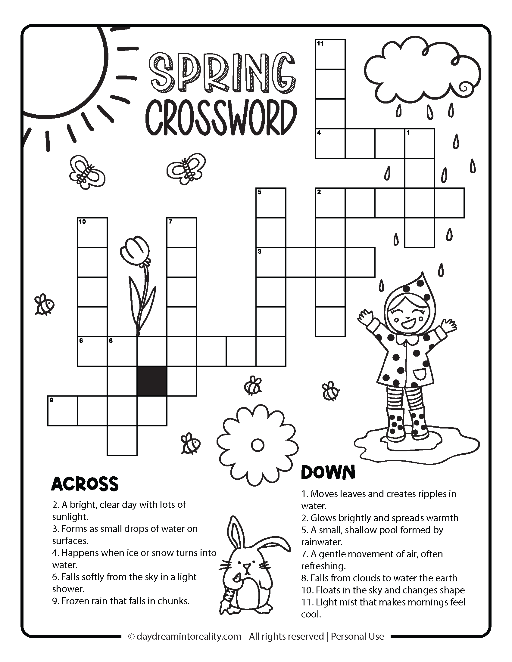 Free Spring Crossword PDF Printables Easy Medium Hard Advanced Daydream Into Reality