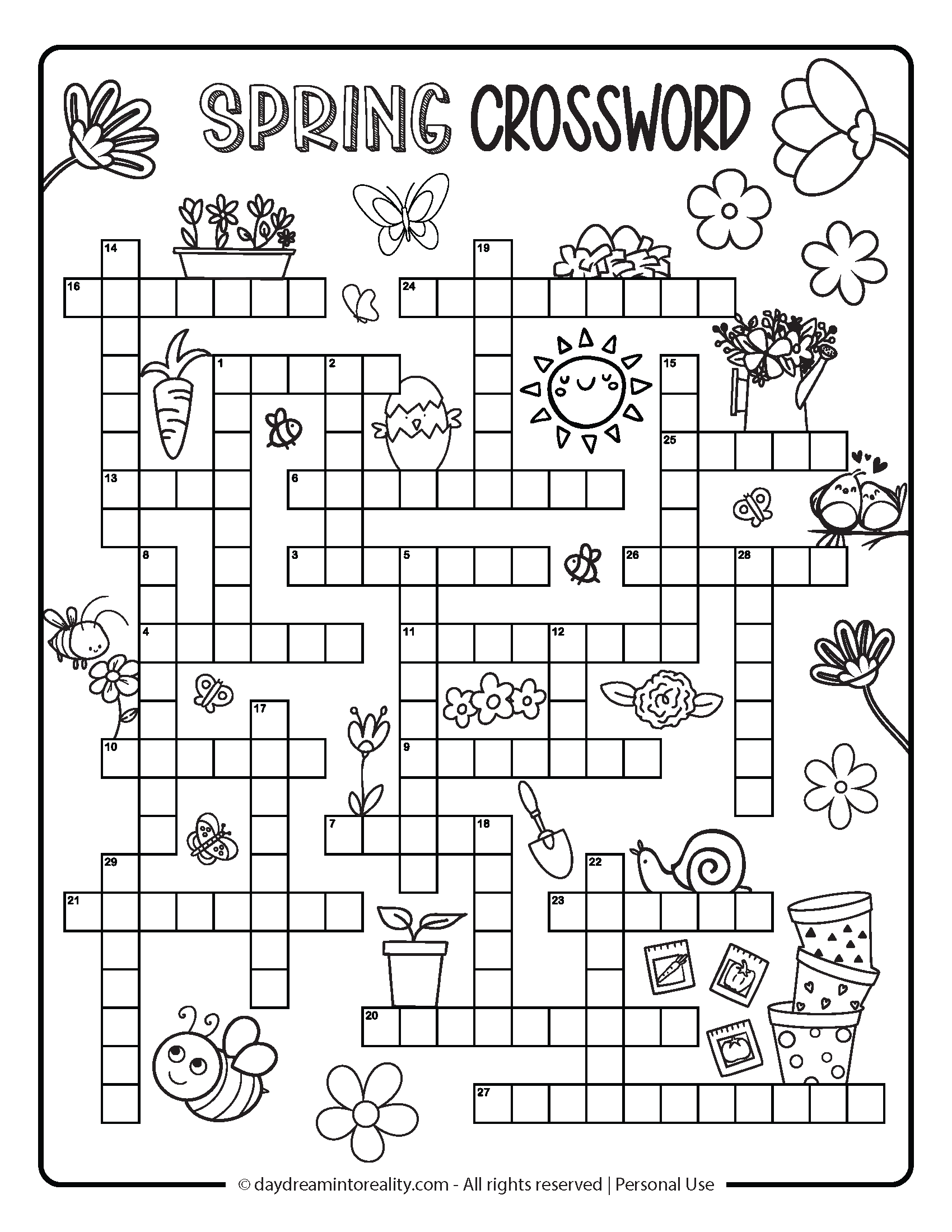 Free Spring Crossword PDF Printables Easy Medium Hard Advanced Daydream Into Reality