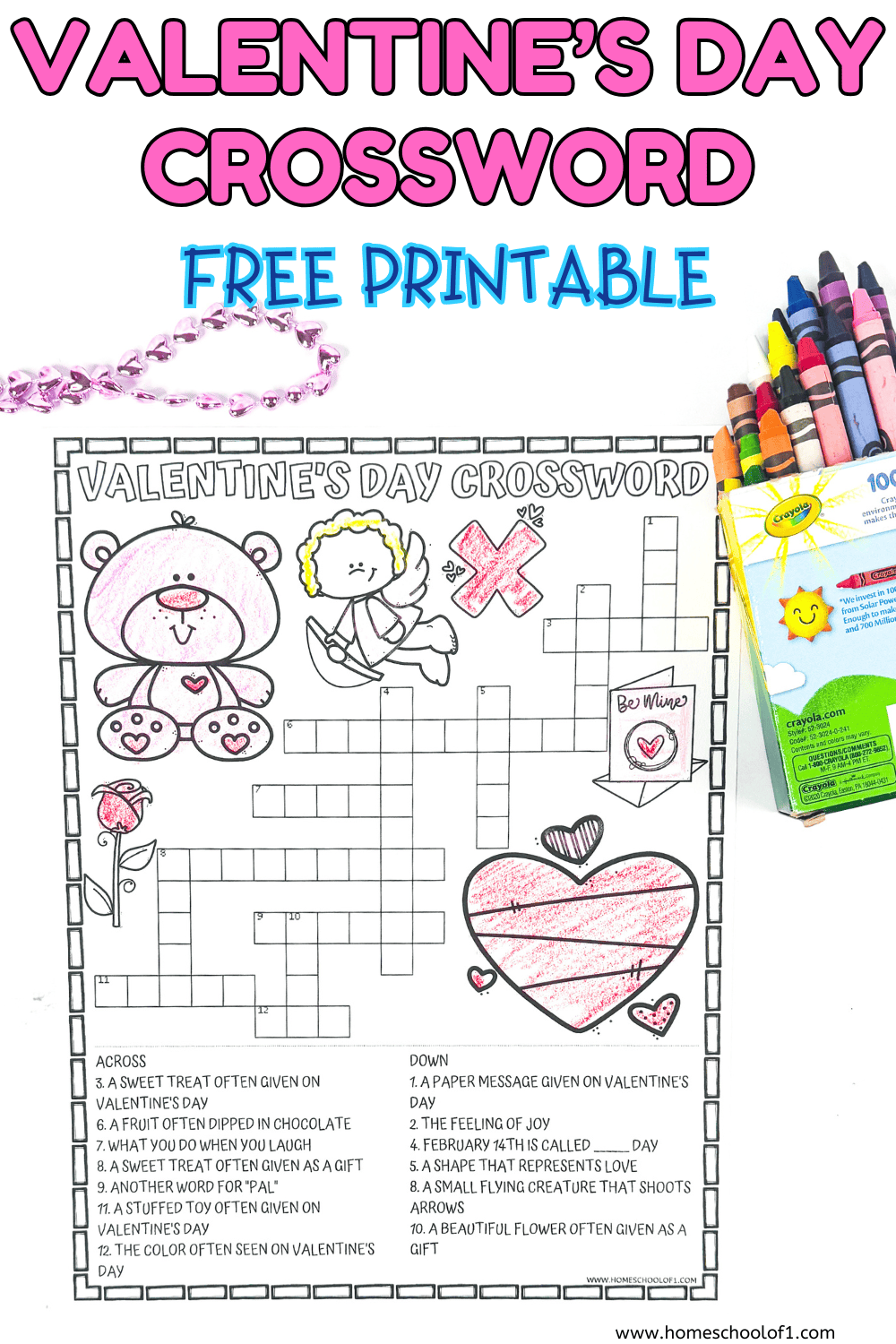 Free Valentine s Day Crossword Puzzle Printable
