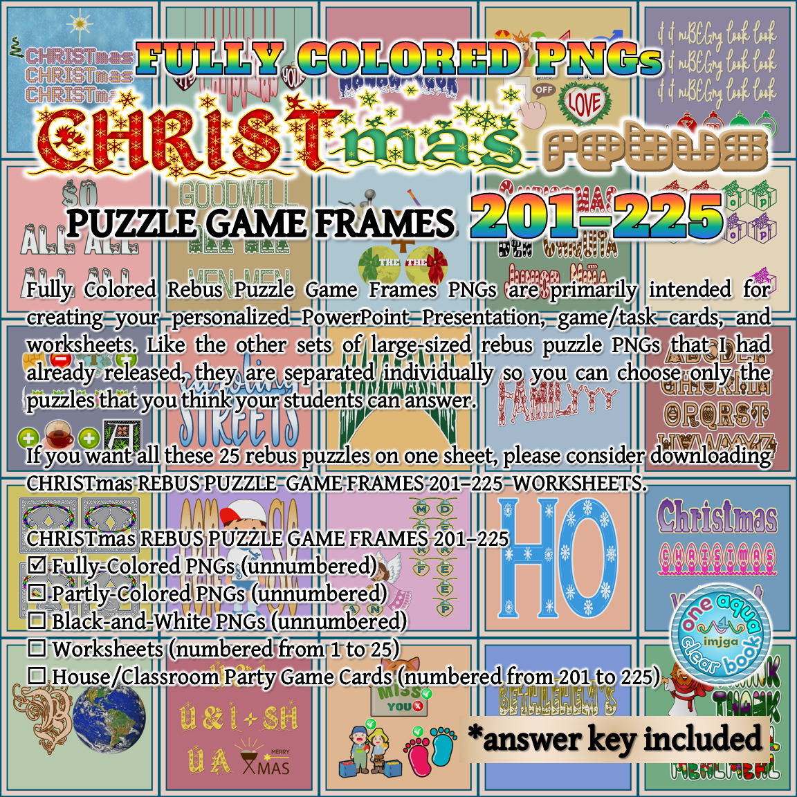 Fully Colored CHRISTMAS Rebuses 201 225 PNGs Made By Teachers