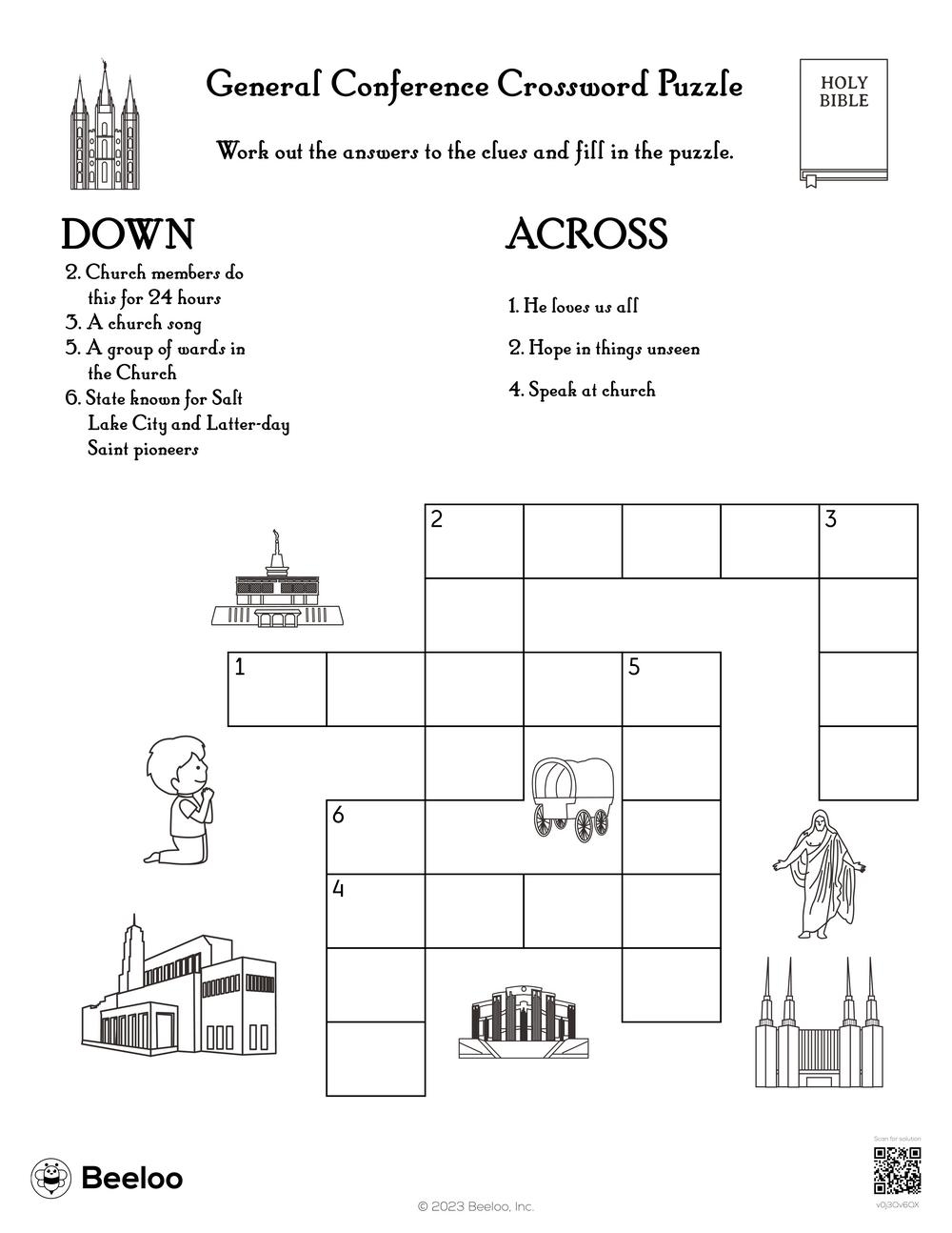 General Conference Crossword Puzzle Beeloo Printable Crafts And Activities For Kids