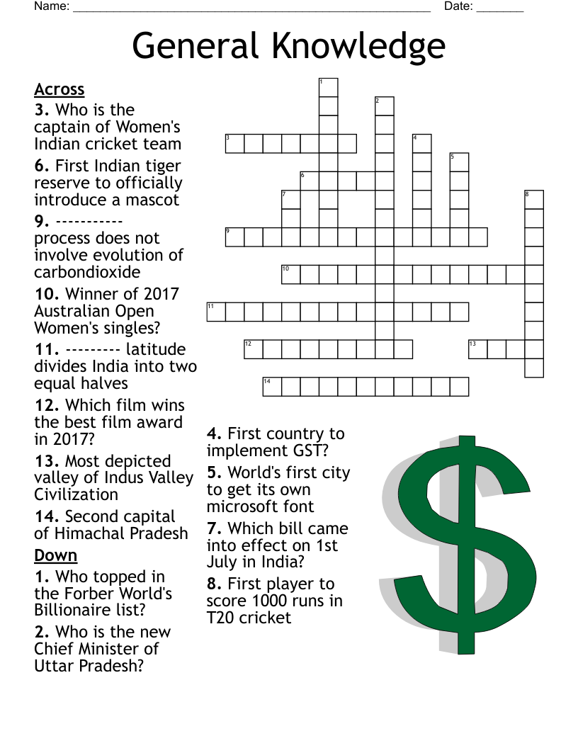 General Knowledge Crossword WordMint