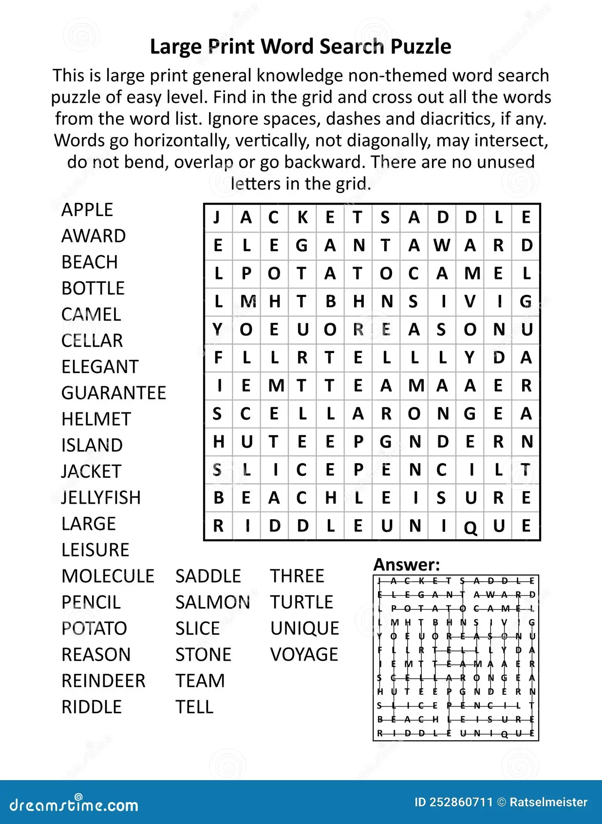 General Knowledge Word Search Puzzle Easy Level Family Friendly Large Print Suitable For Seniors Grown ups Children Stock Vector Illustration Of Print Puzzle 252860711