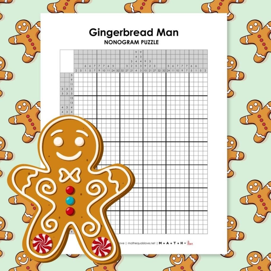Gingerbread Man Nonogram Puzzle Math Love