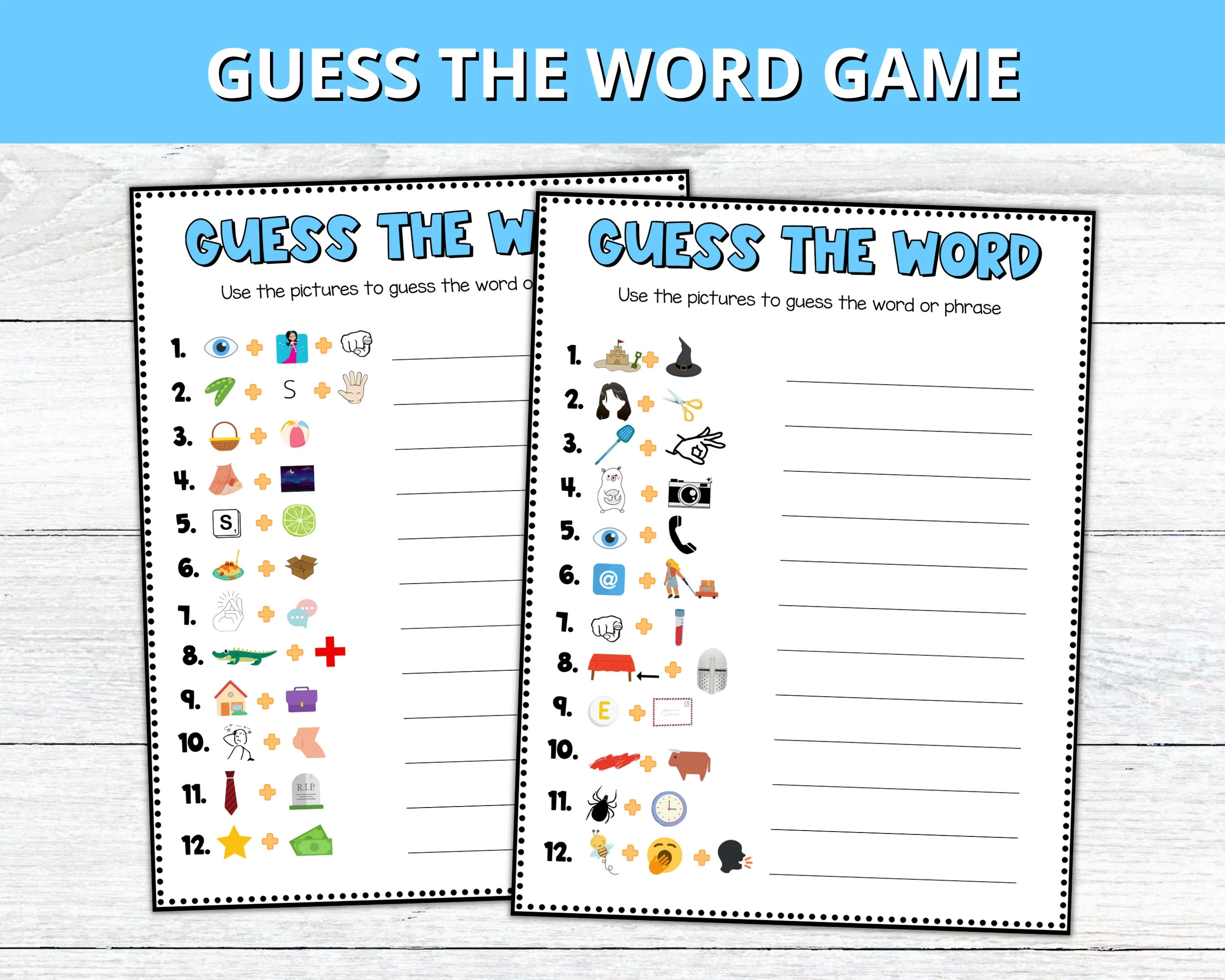 Guess The Word Game Rebus Puzzles And Brain Teasers Rainy Day Activities Printable Games For Kids And Adults Etsy