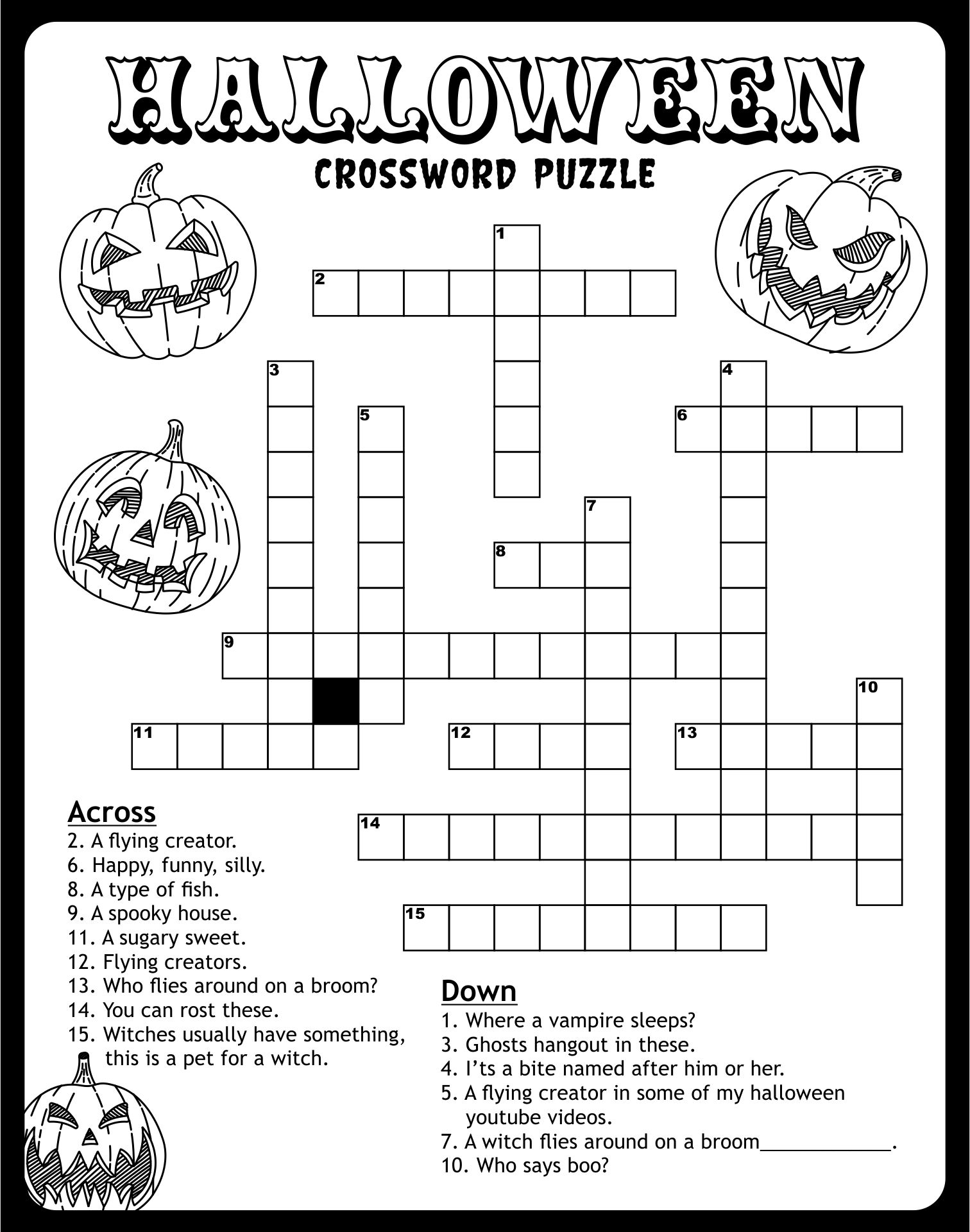 Halloween Crossword Puzzle 15 Free PDF Printables Printablee