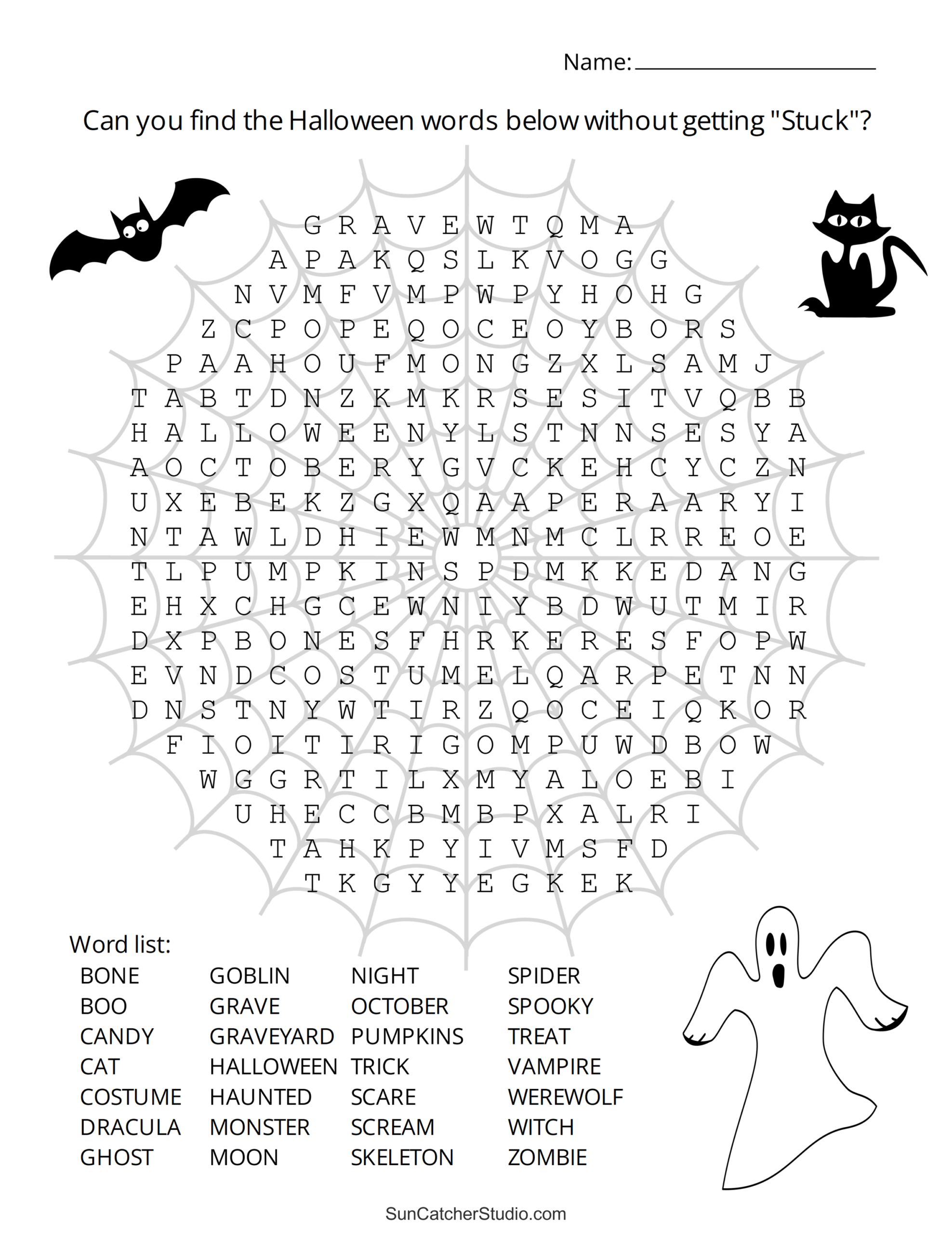 Halloween Word Search Free Printable Puzzles Free Printables Lettering SVG Files Tools Apps