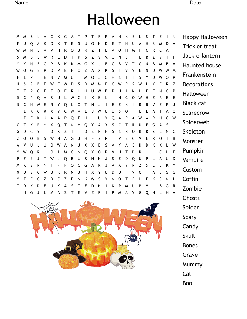 Happy Halloween Crossword WordMint
