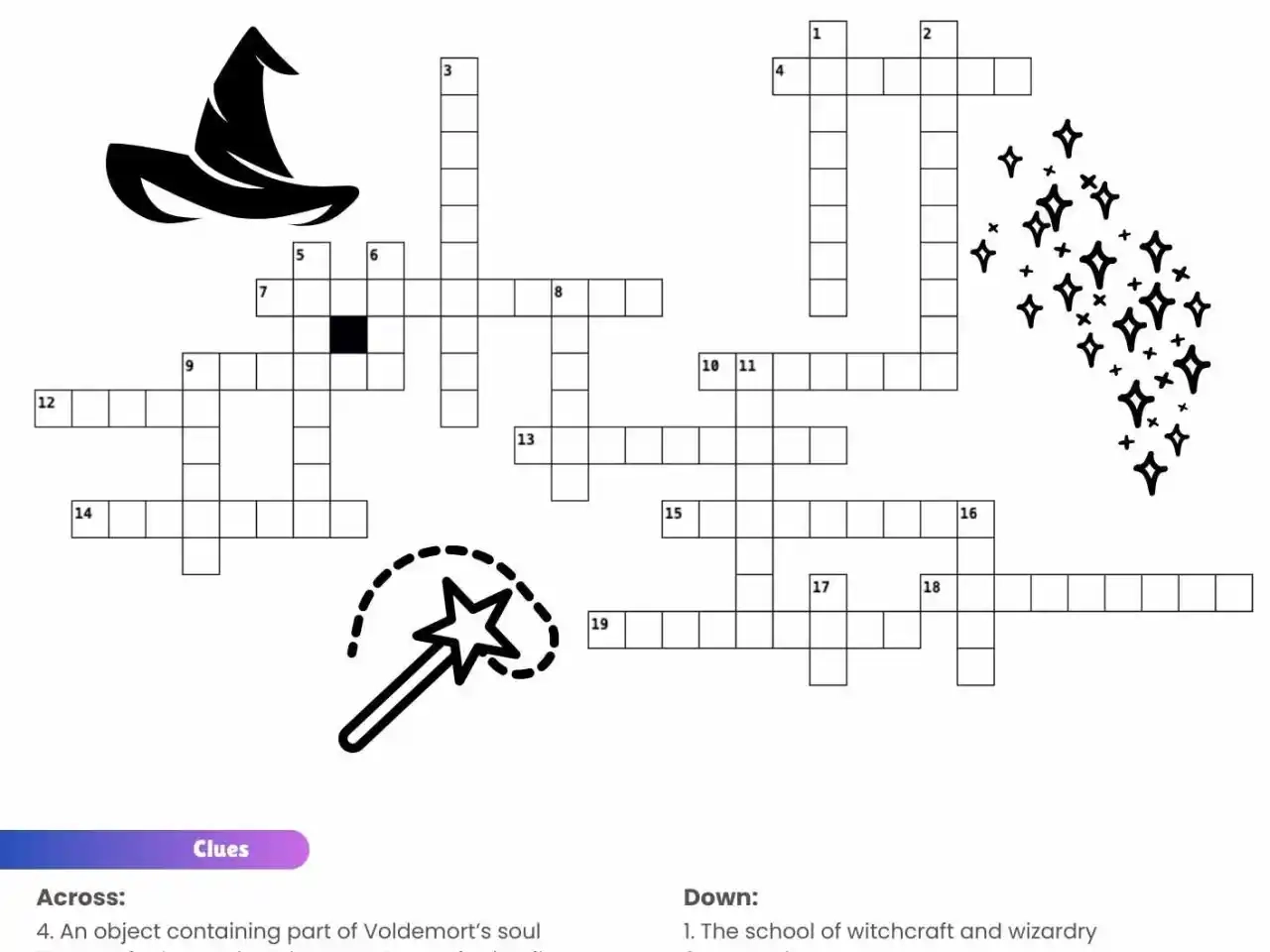 Harry Potter Crossword Puzzle Printable Wizarding Fun Help My Kids Are Bored