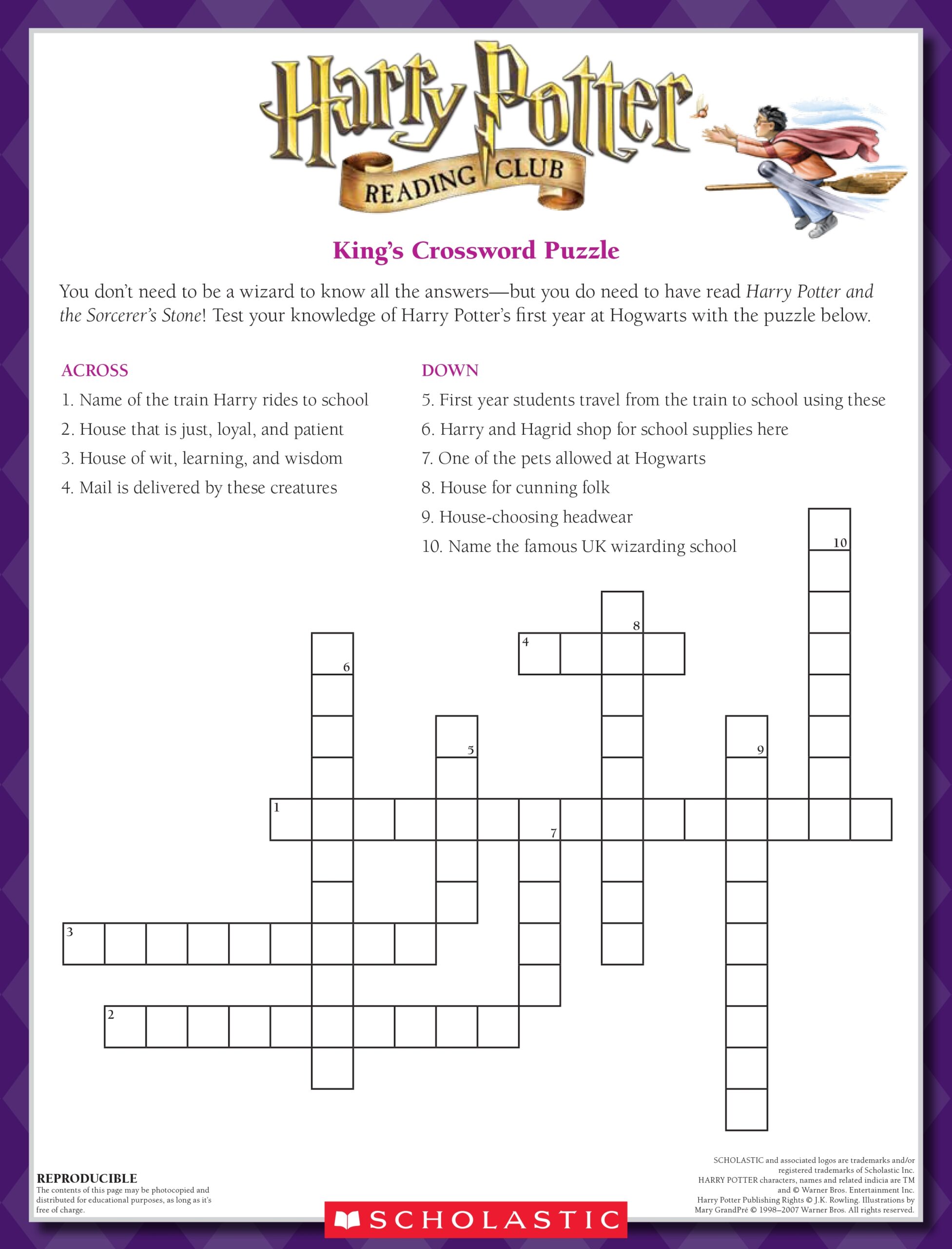 Harry Potter Try Scholastic s Kings Crossword Wizarding World