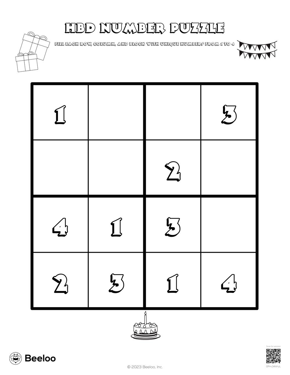 HBD Number Puzzle Beeloo Printable Crafts And Activities For Kids