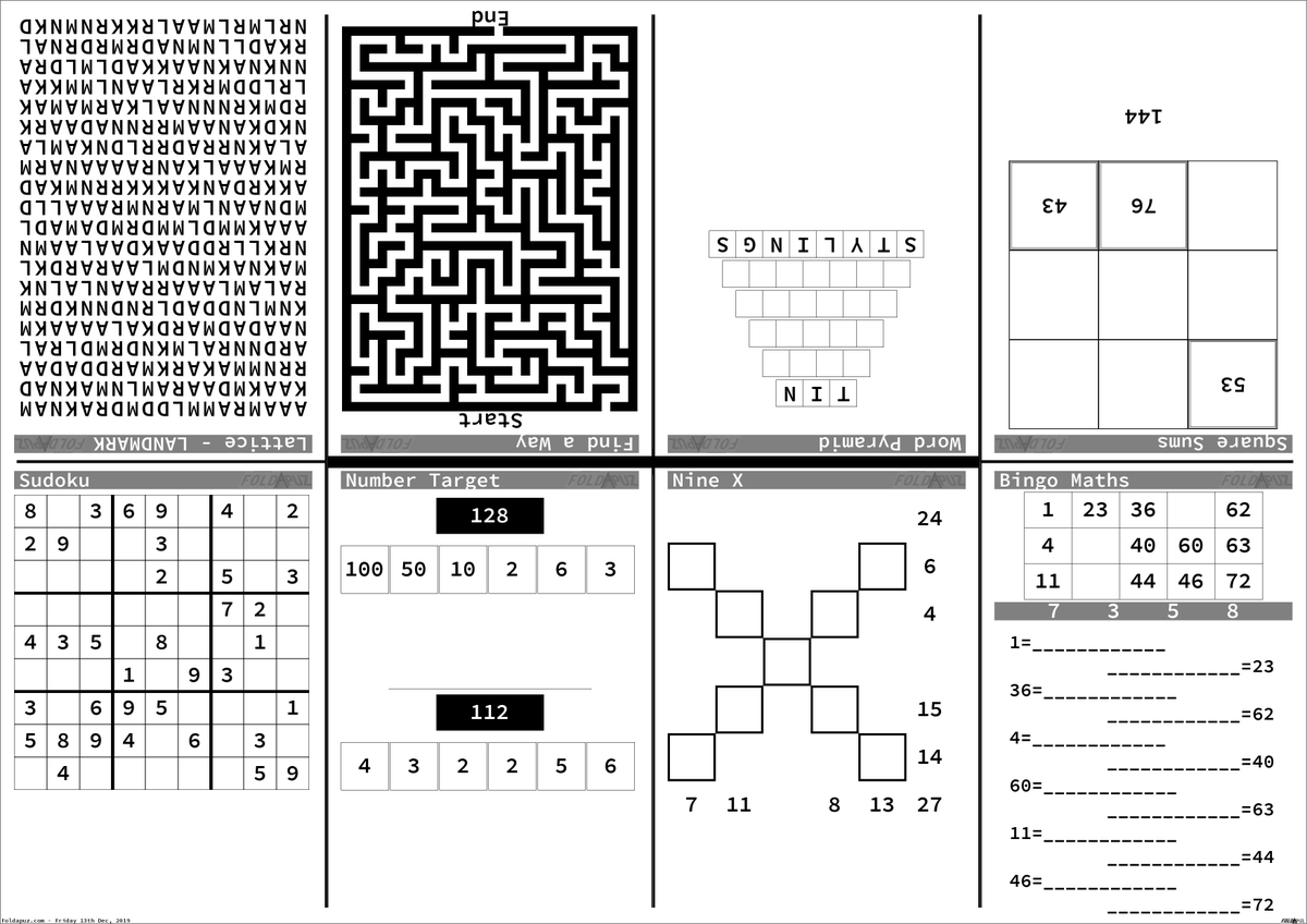 Here s Today s Daily Printable Puzzles And Games A Nice Amount Of Variety Full Of All The Monochrome STYLINGS That You ve Come To Know And Love Print Fold Play Printable 