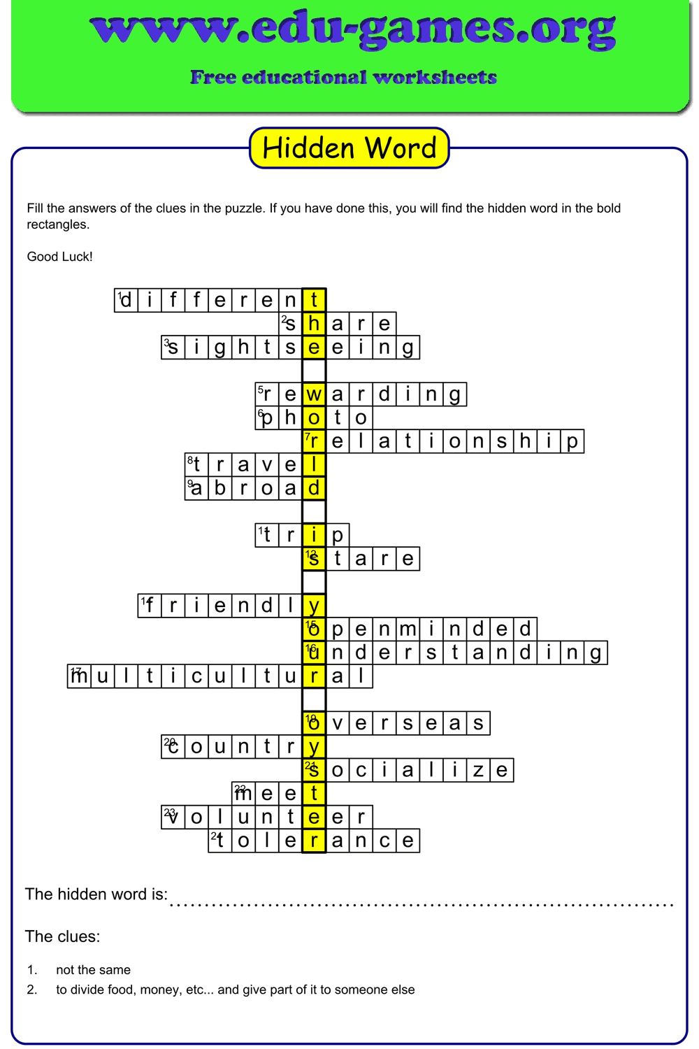 Hidden Word Puzzle Maker free Printable Worksheets