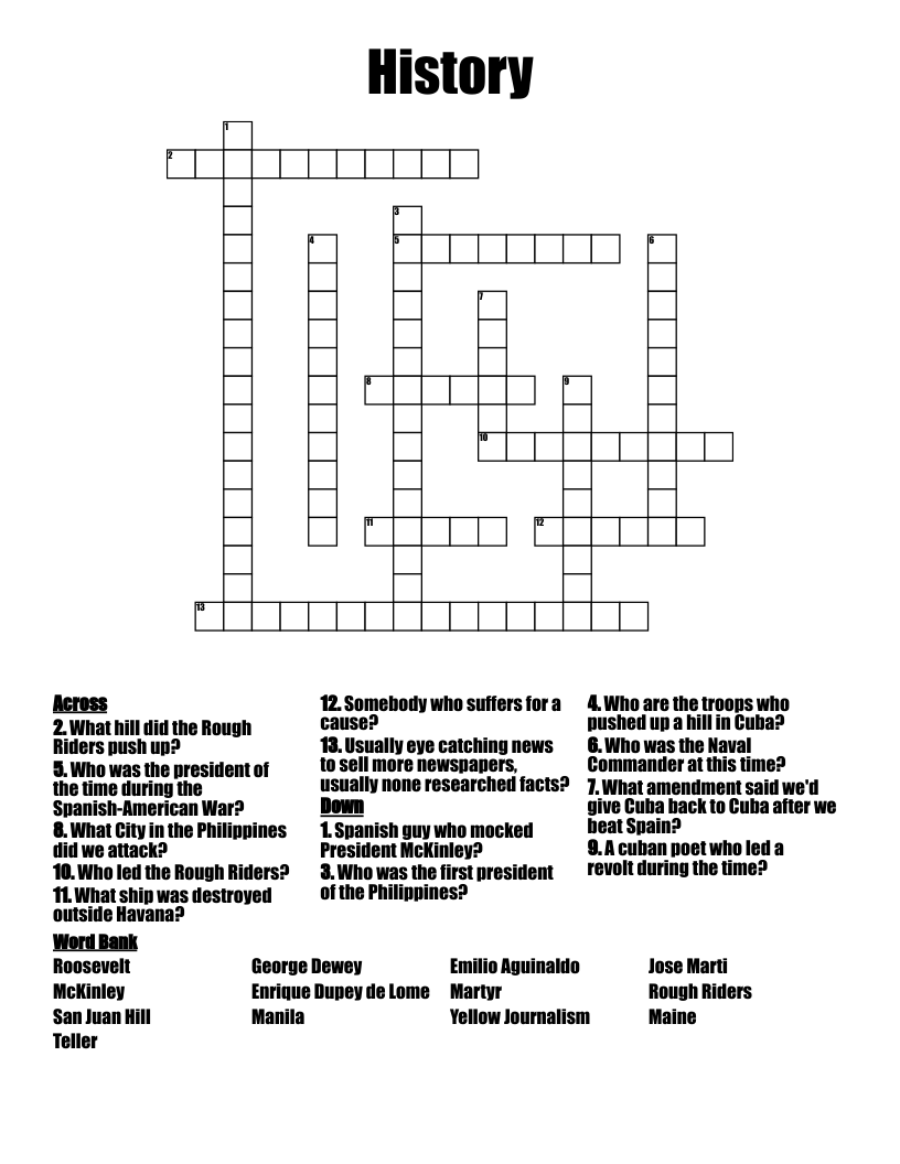 History Crossword WordMint