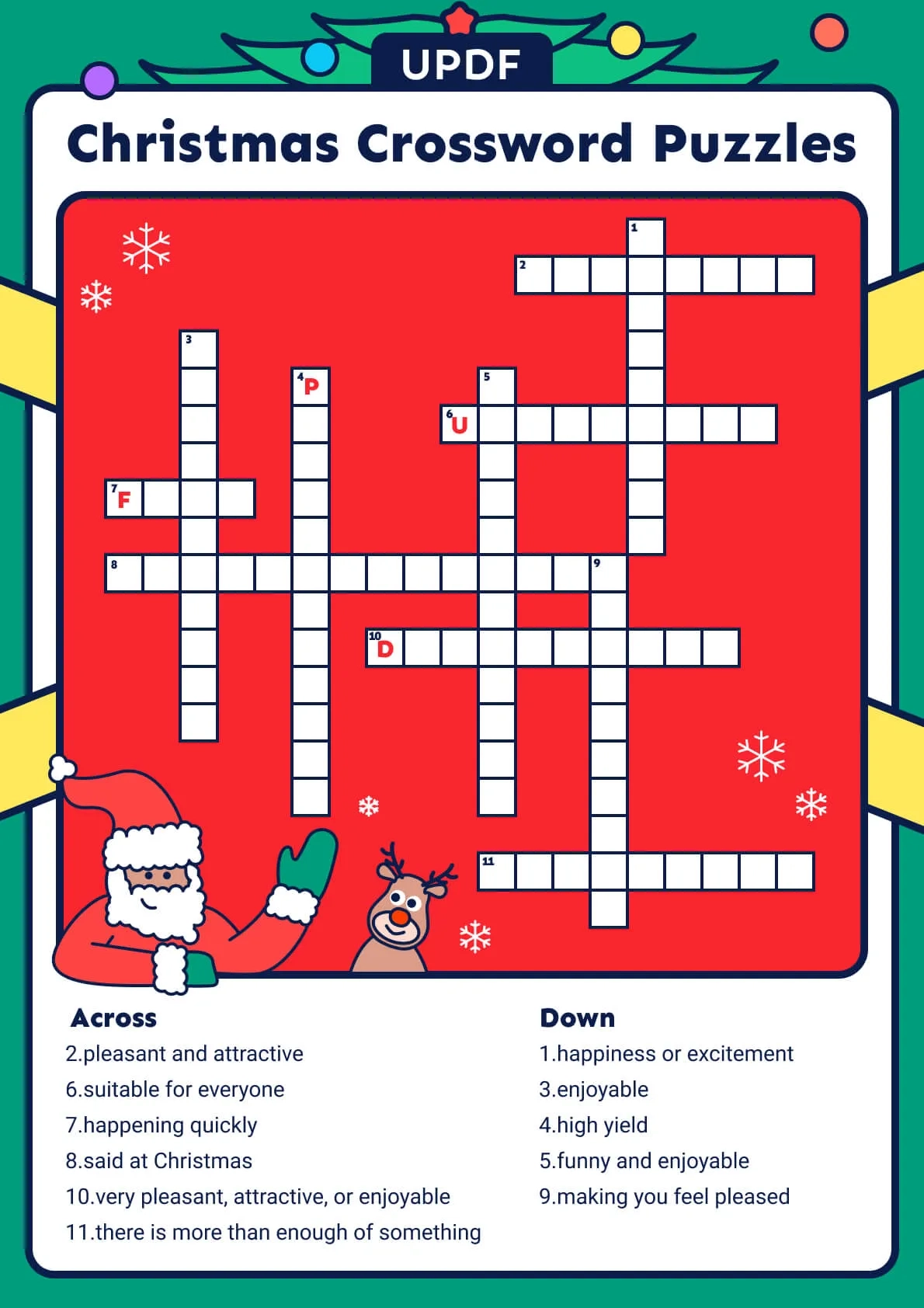 Holiday Cheer 2026 Christmas Crossword Puzzles UPDF