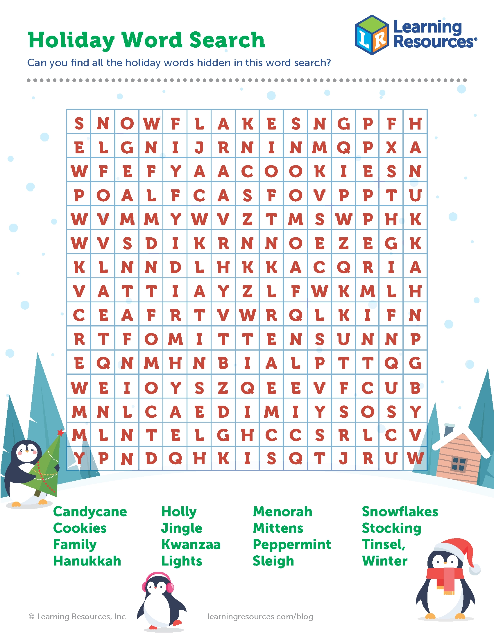 Holiday Word Search Printable Learning Resources