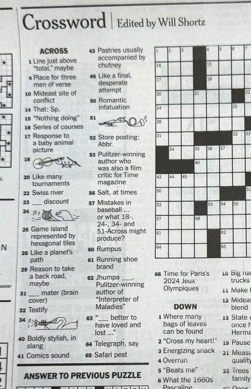 I Had An Opportunity To Draw Clues For The NYT Crossword Puzzle Small In Scale But Pretty Big Culturally First Time This Has Ever Been Done Big Thanks To Kathy Lee