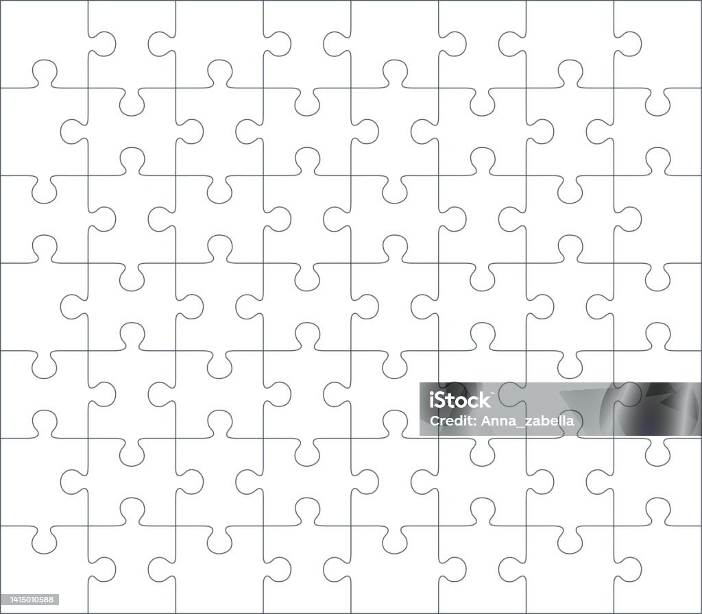 Jigsaw Blank Template Or Cutting Guidelines Of 56 Pieces 7 X 8 Tiles Vector Puzzle Game Stock Illustration Download Image Now IStock