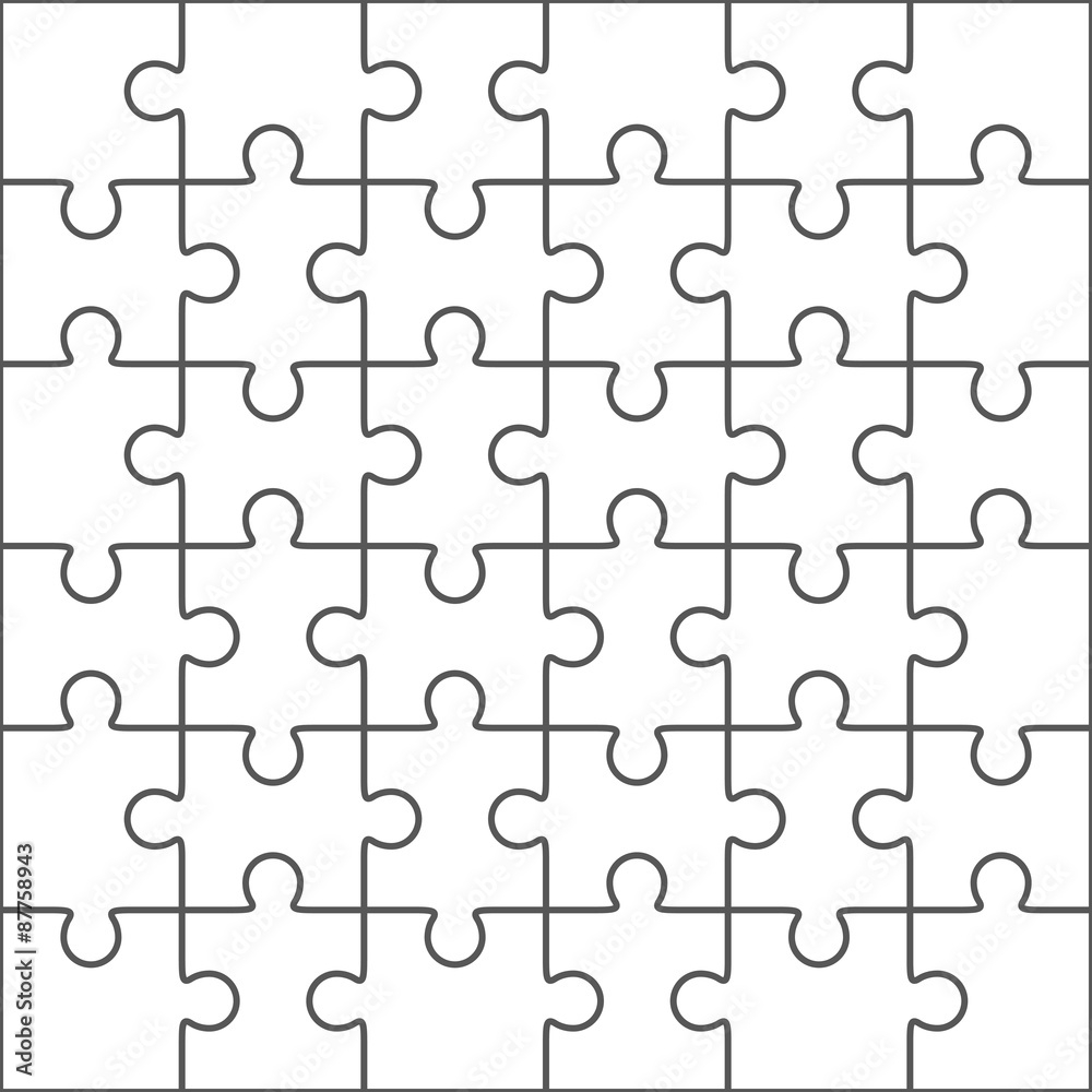Jigsaw Puzzle Blank Template 36 Pieces Stock Vector Adobe Stock
