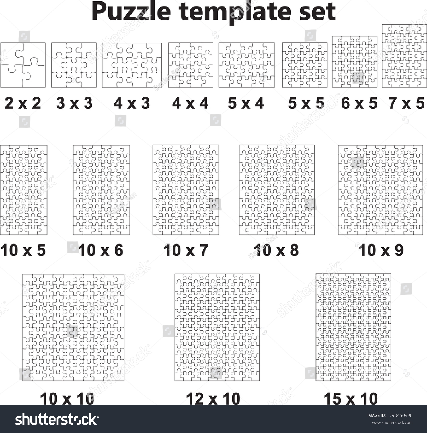 Jigsaw Puzzle Pattern Printable Puzzle Template Stock Vector Royalty Free 1790450996 Shutterstock