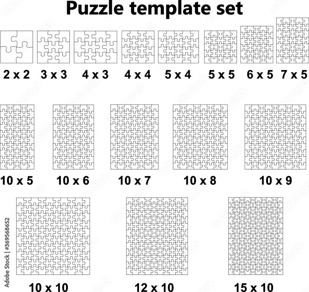 Jigsaw Puzzle Pattern Printable Puzzle Template Vector Puzzle Template Set Stock Vector Adobe Stock