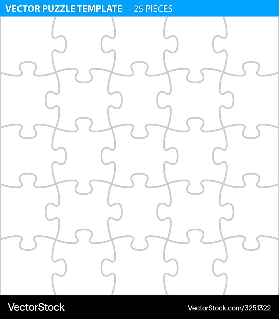 Jigsaw Puzzle Template 25 Pieces Royalty Free Vector VectorStock