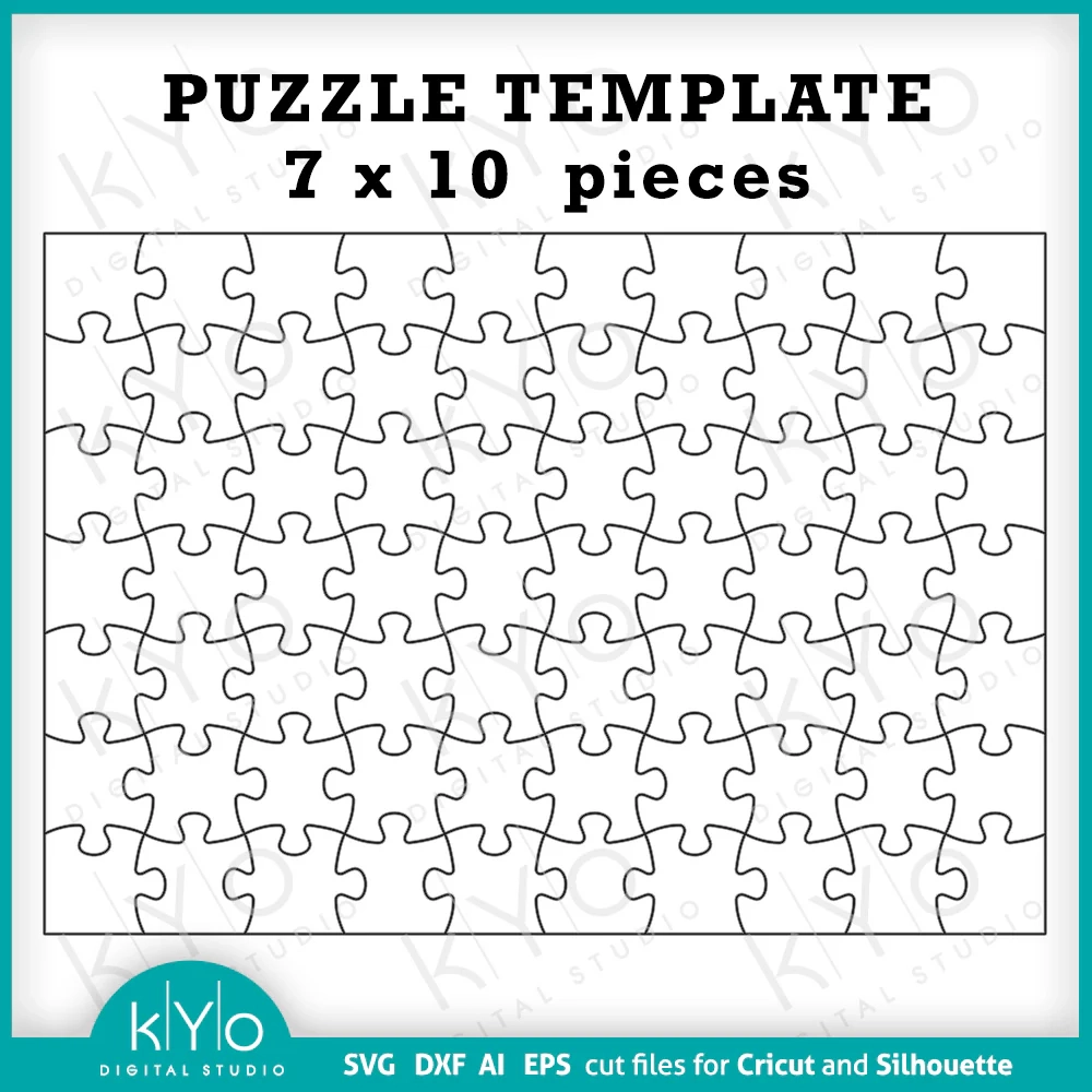 Jigsaw Puzzle Template 7x10 Pieces For Kids Ai Dxf Svg Cut Files