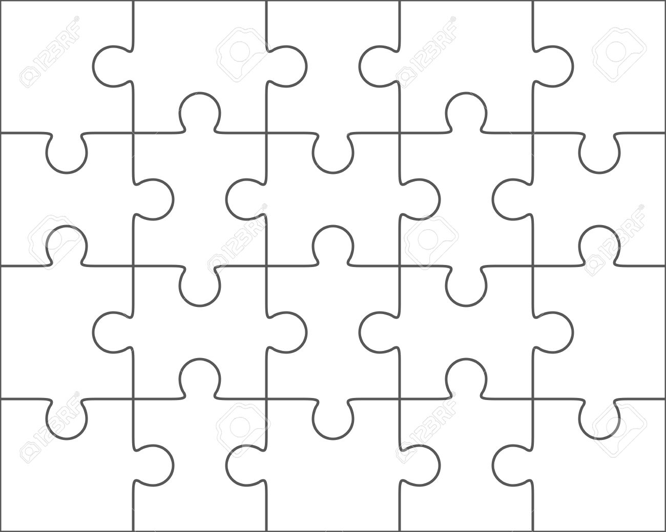 Jigsaw Puzzle Vector Blank Simple Template 4x5 Twenty Pieces Royalty Free SVG Cliparts Vectors And Stock Illustration Image 45010866
