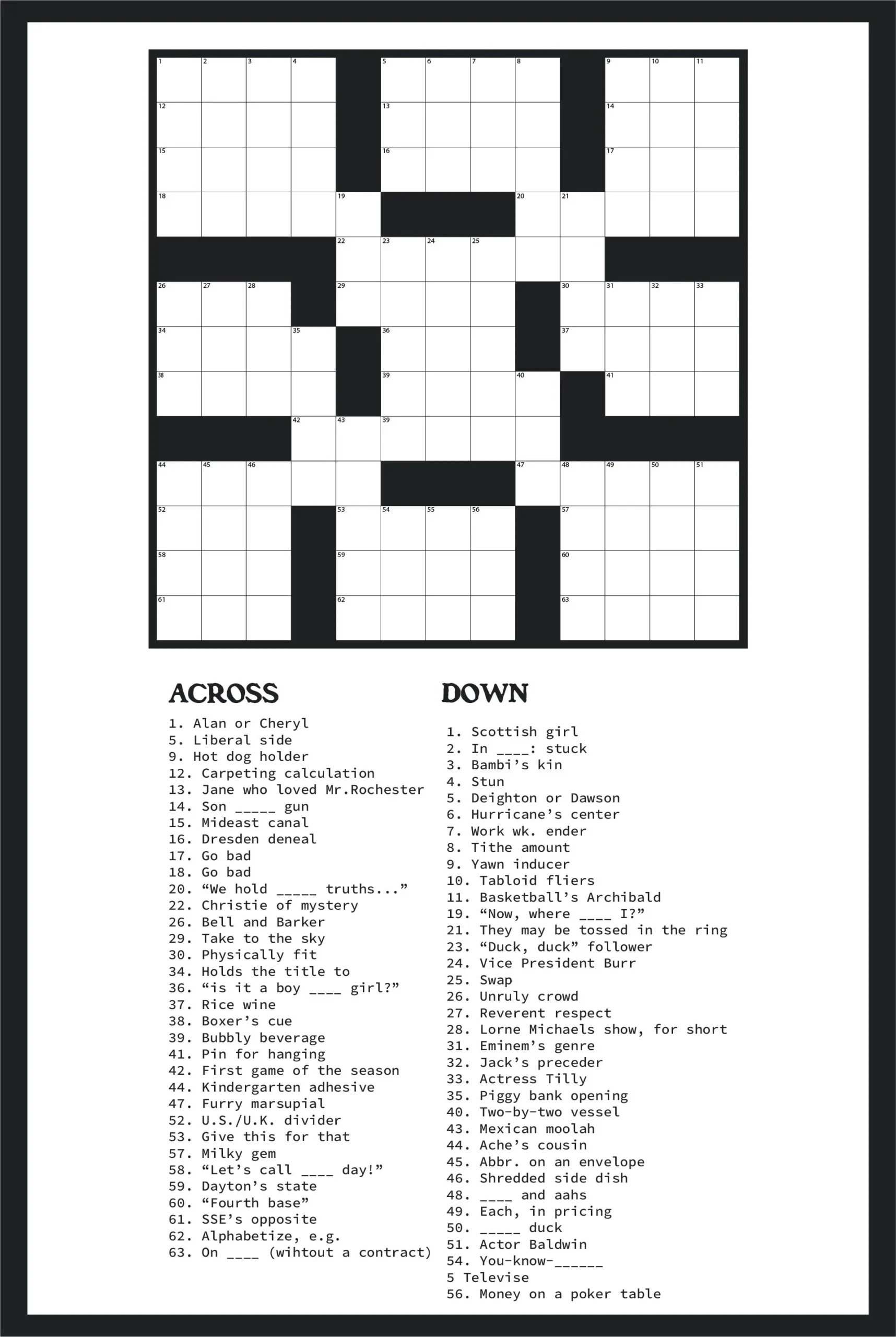 Jumbo Crossword Puzzles Printable Study Planner