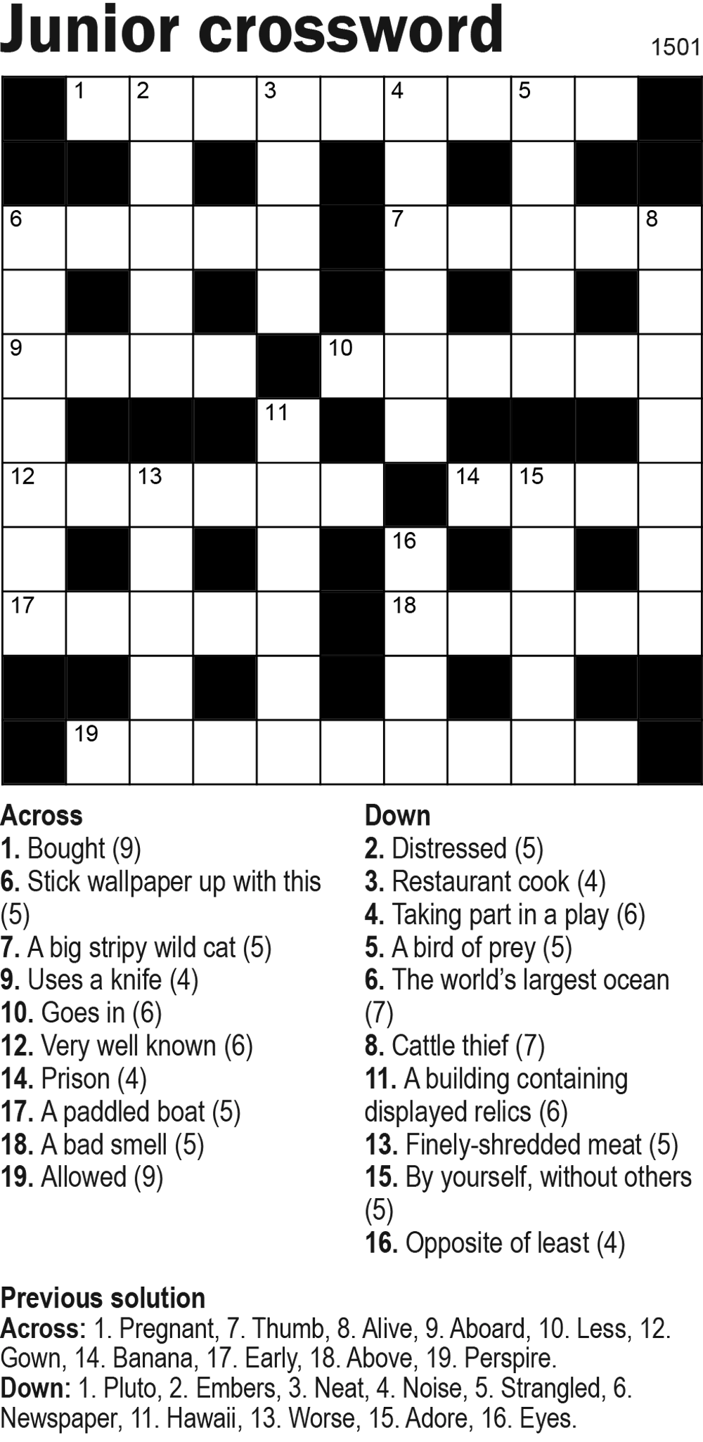 Junior Crossword 11x11 Knight Features Content Worth Sharing