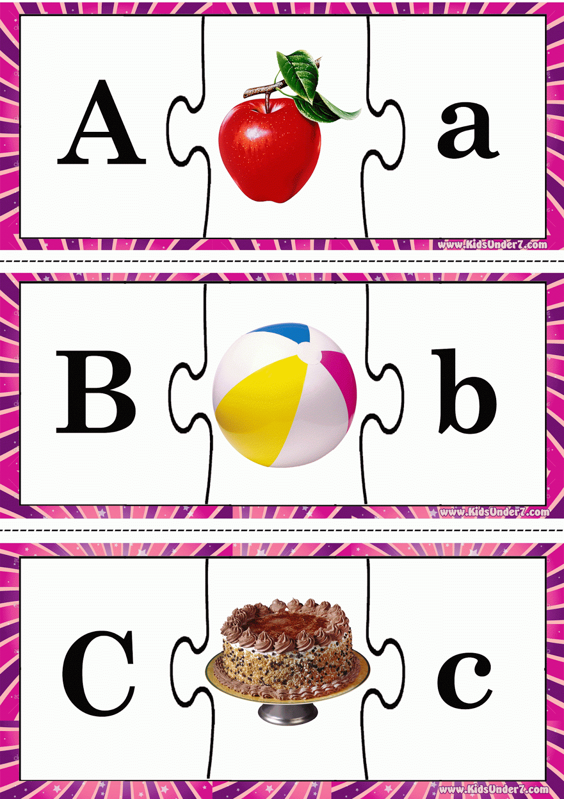 Kids Under 7 3 Piece Matching Puzzle Alphabet