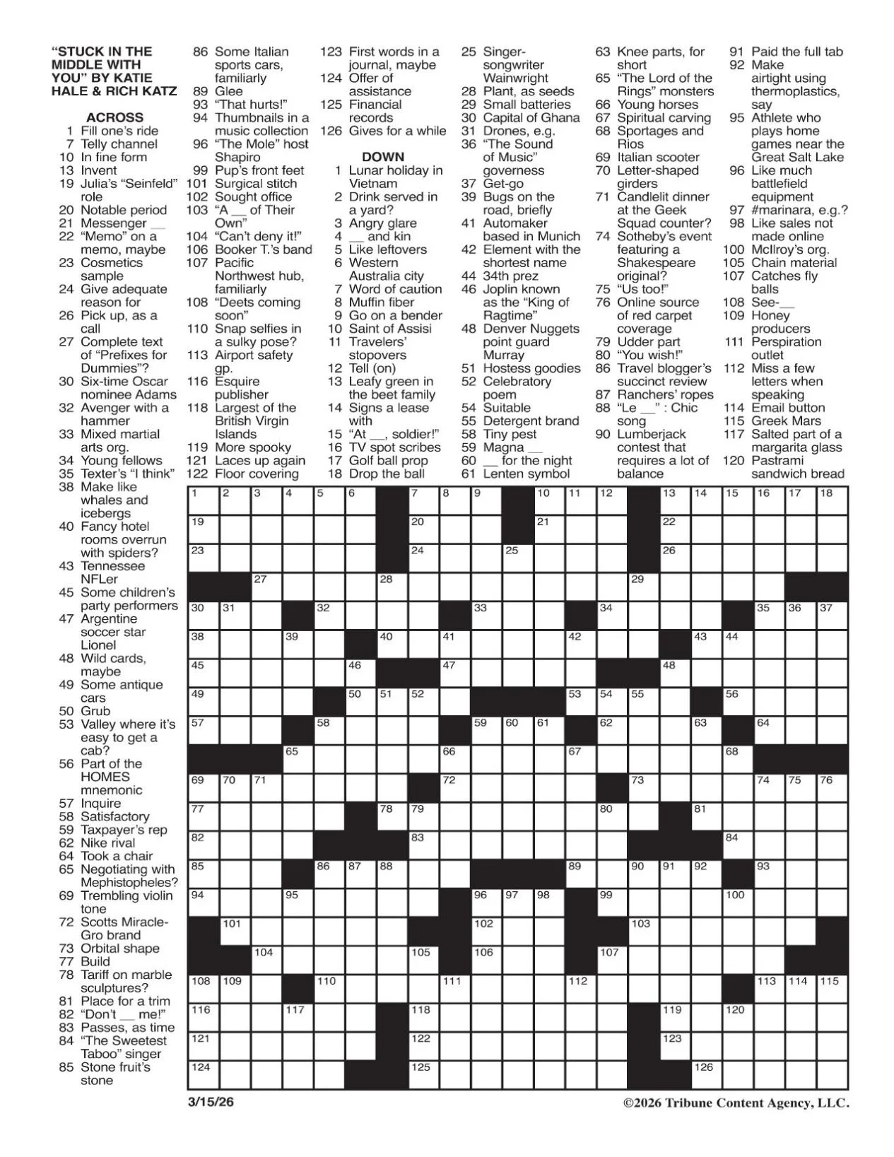 LA Times Crossword March 15 2026 Crosswords Yakimaherald